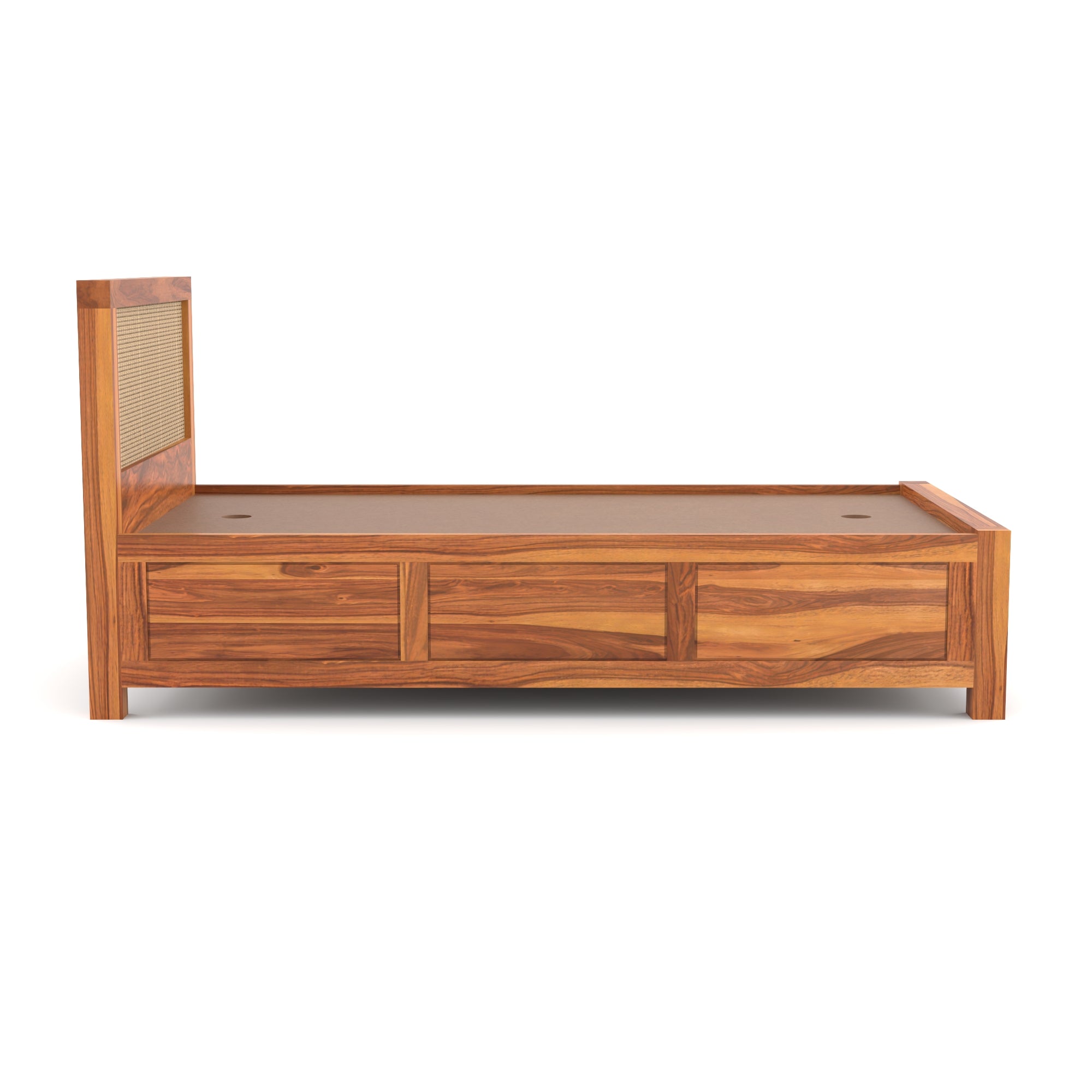 Solid Sheesham Wood Single Bed with storage