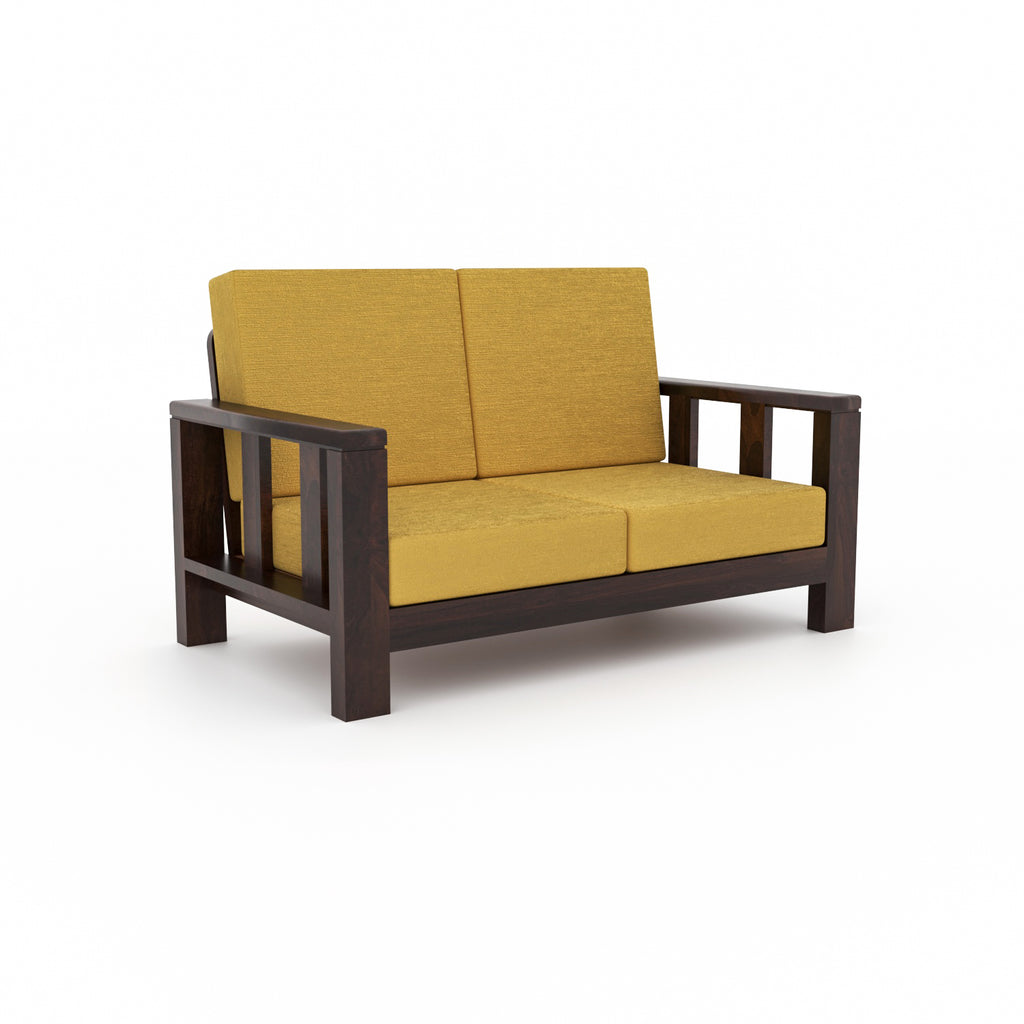 Solid Sheesham Wood 4 Seater Sofa – Walnut Finish