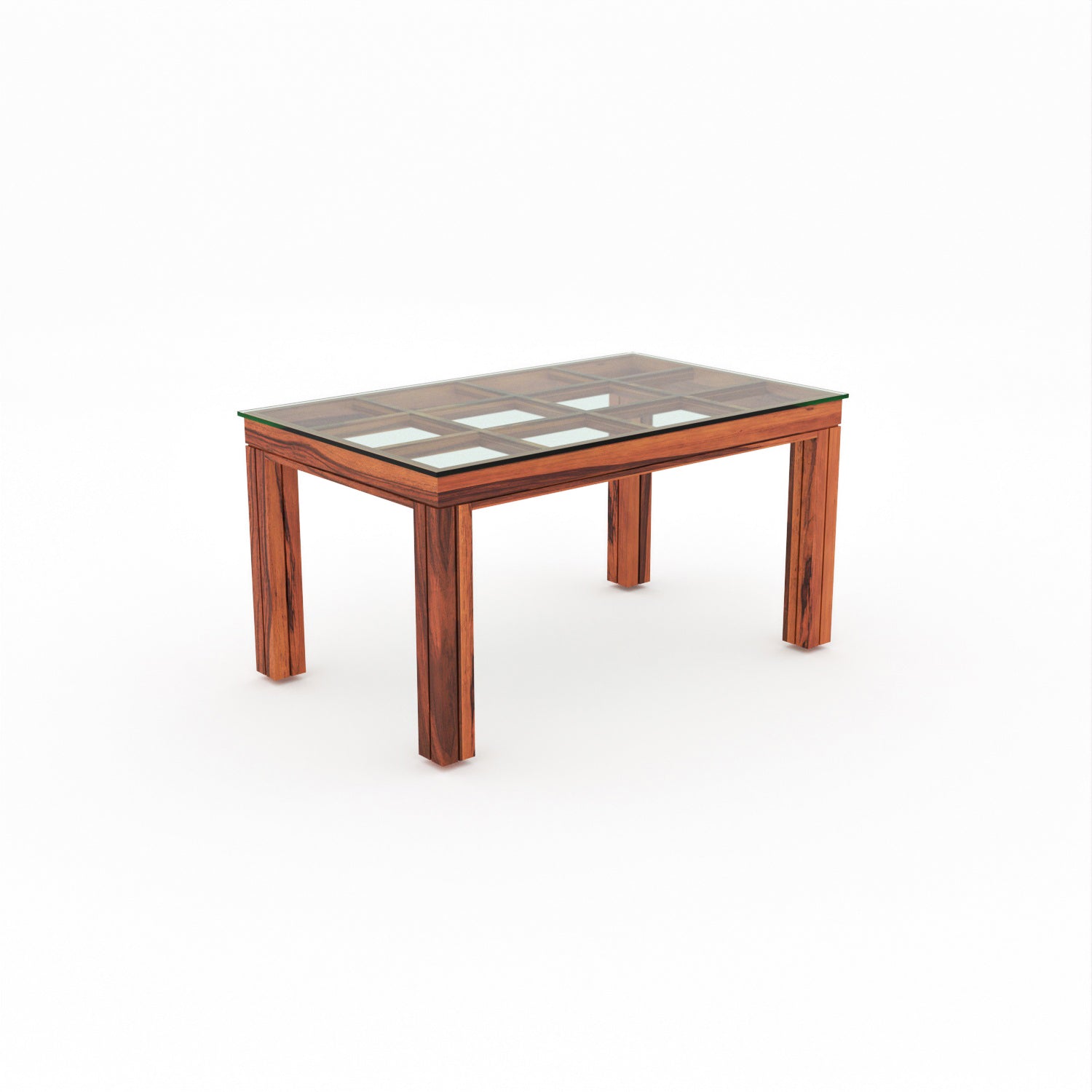 Orvyn 6 Seater Round Solid Wood Glass Top Dining Table Set