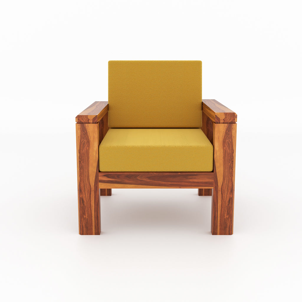 Drivora Sheesham Wood 1 Seater Sofa | Walnut Finish