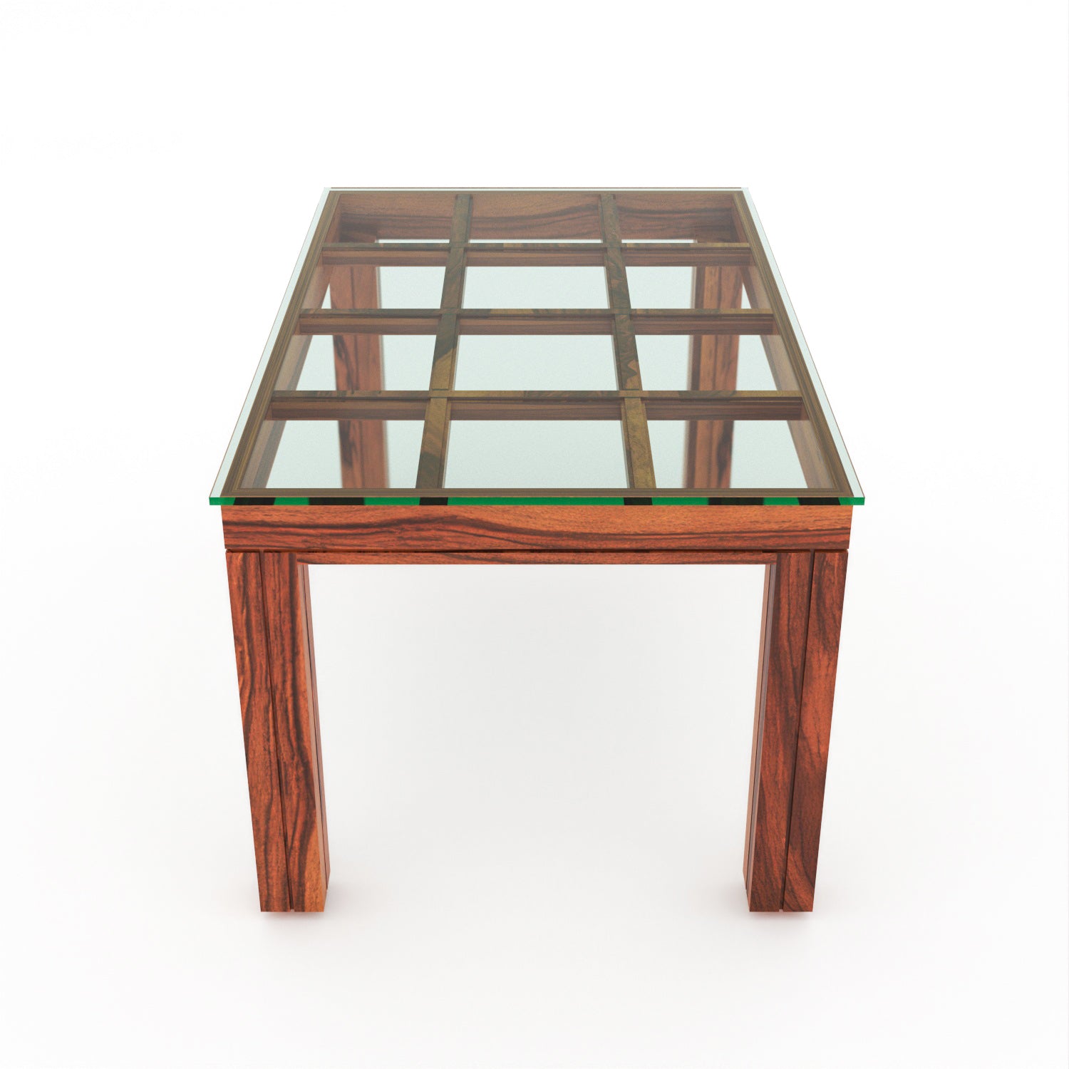 Orvyn 6 Seater Round Solid Wood Glass Top Dining Table Set