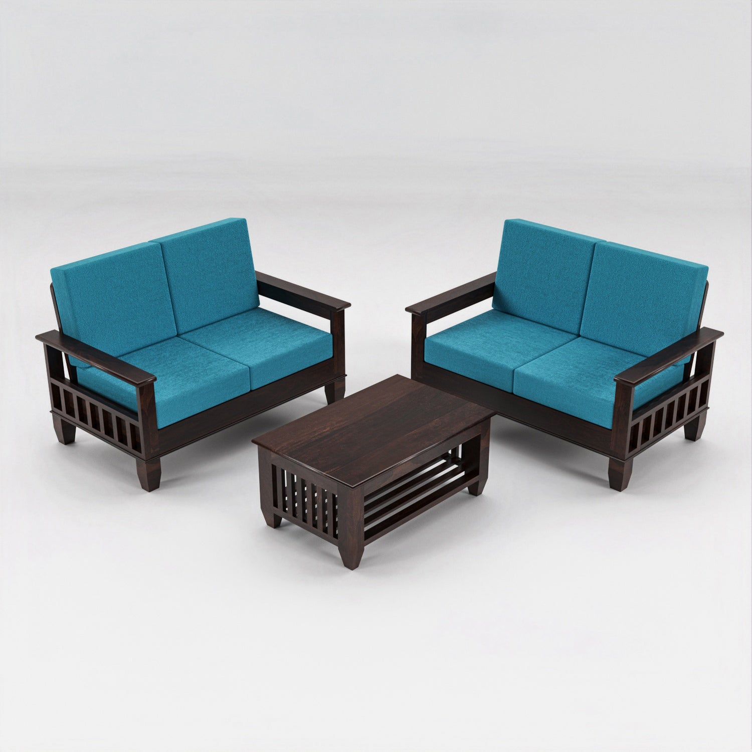 Solid Sheesham Wood 4 Seater Wooden Sofa for Living Room | Walnut Finish