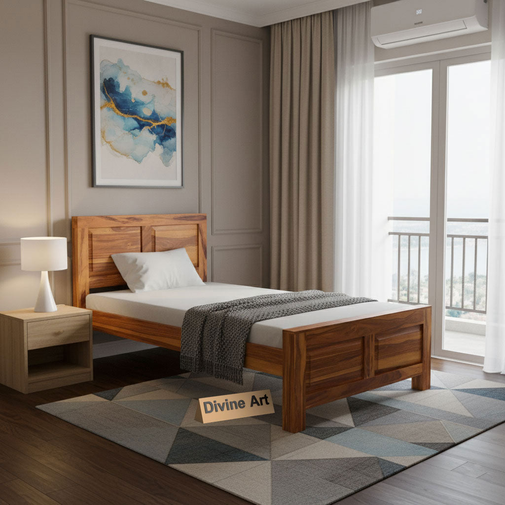 Solid Sheesham Wood Single Bed