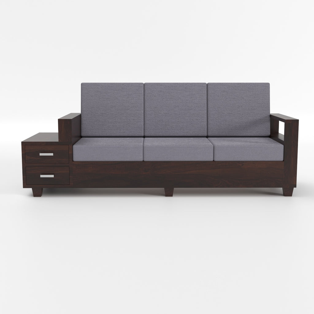 Solid Sheesham Wood 3+1+1 Sofa Set with Side Drawers | 3 Years Warranty
