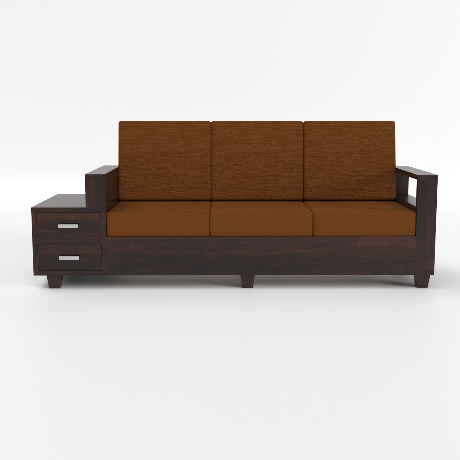 Premium Solid Sheesham Wood 6 Seater Sofa Set with Storage | Walnut Finish