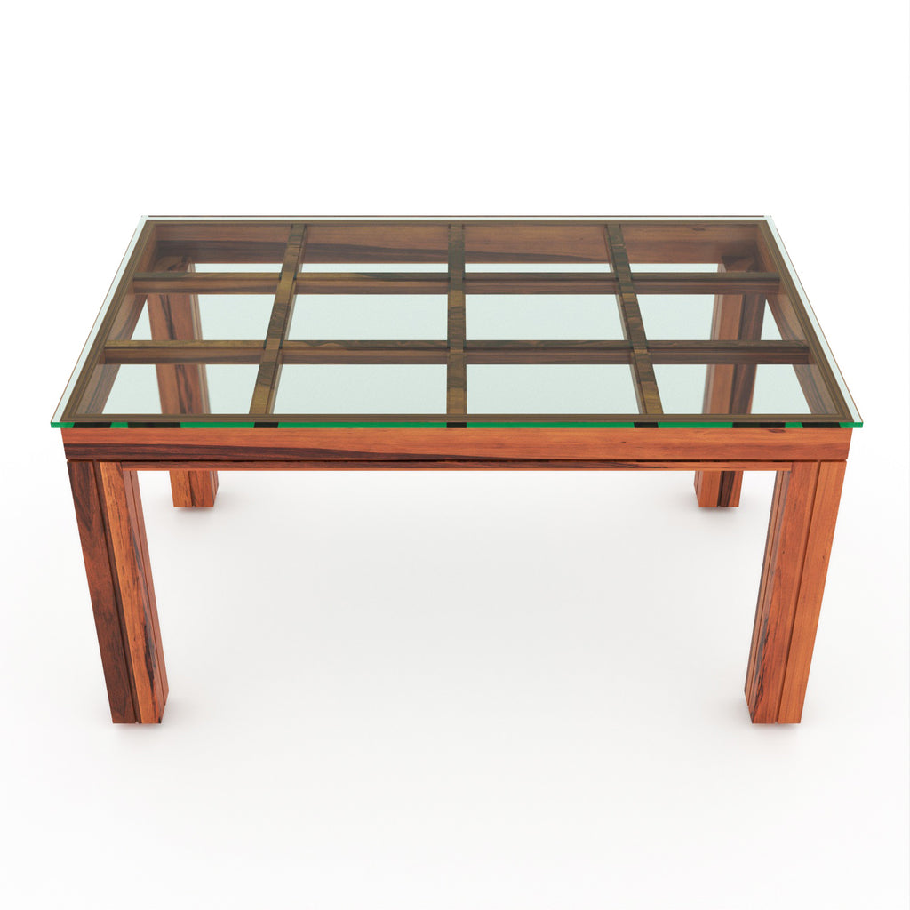 Orvyn 6 Seater Round Solid Wood Glass Top Dining Table Set