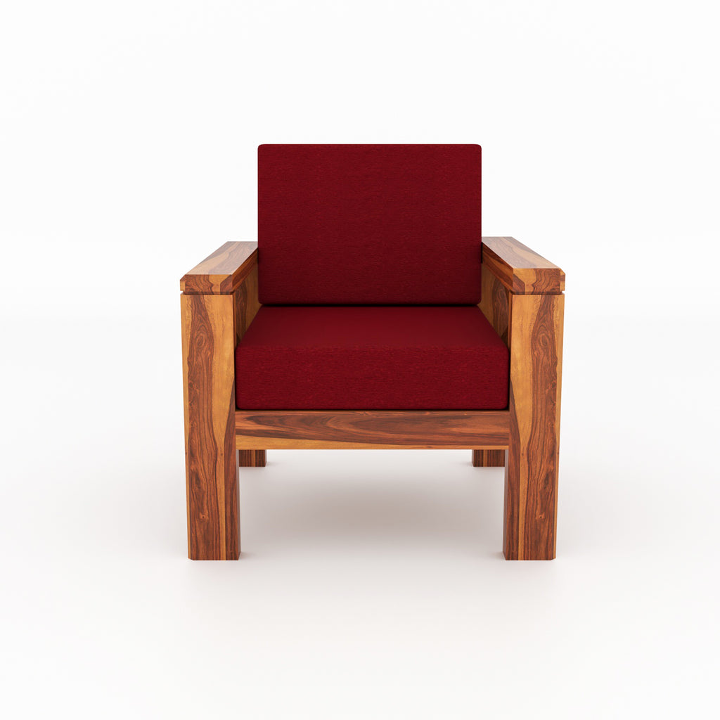 Drivora Sheesham Wood 1 Seater Sofa | Walnut Finish