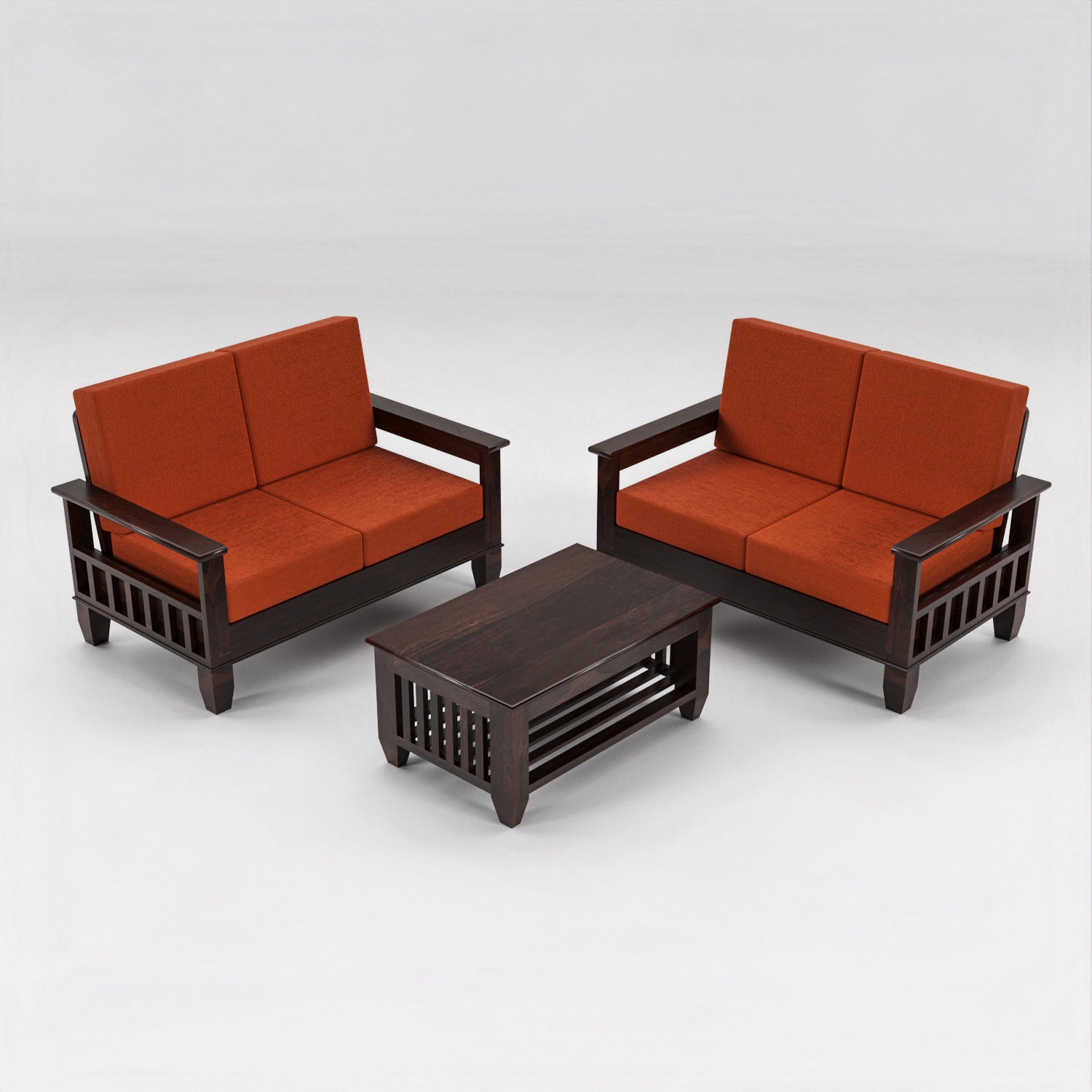 Solid Sheesham Wood 4 Seater Wooden Sofa for Living Room | Walnut Finish