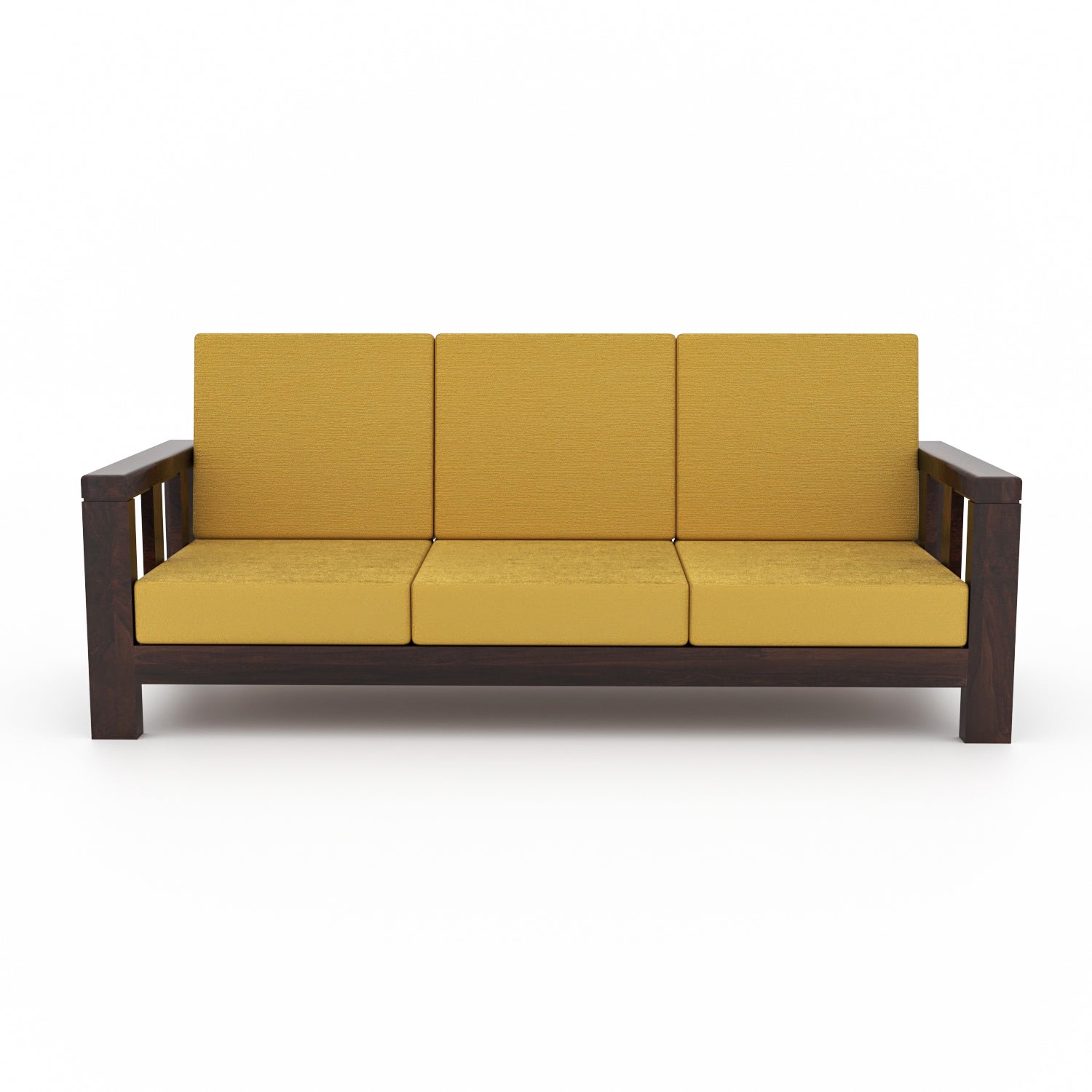 Premium Solid Sheesham Wood 6 Seater Wooden Sofa Set (3+2+1) | Walnut Finish