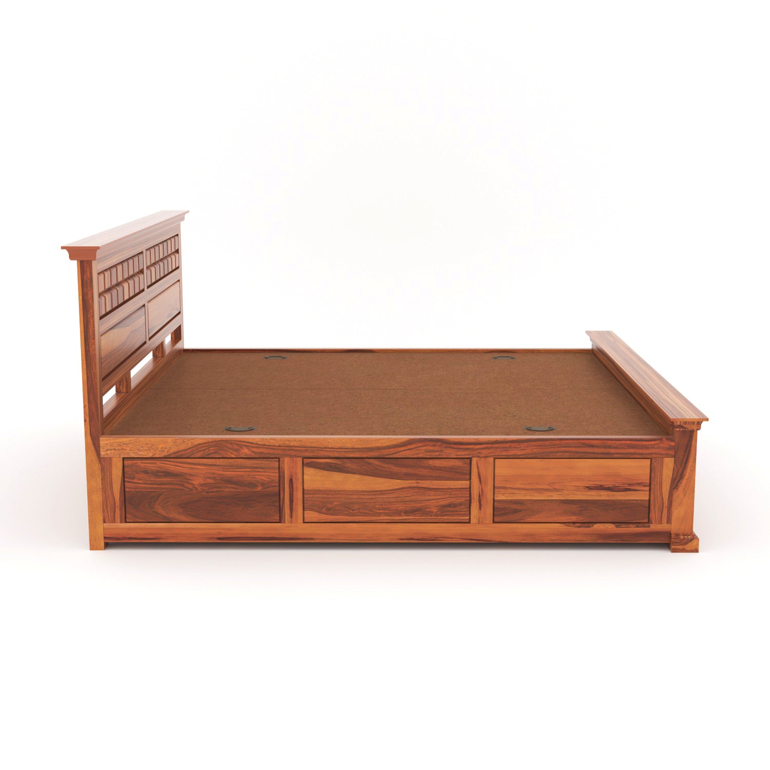Arvion Solid Sheesham Wood Queen Bed with Storage