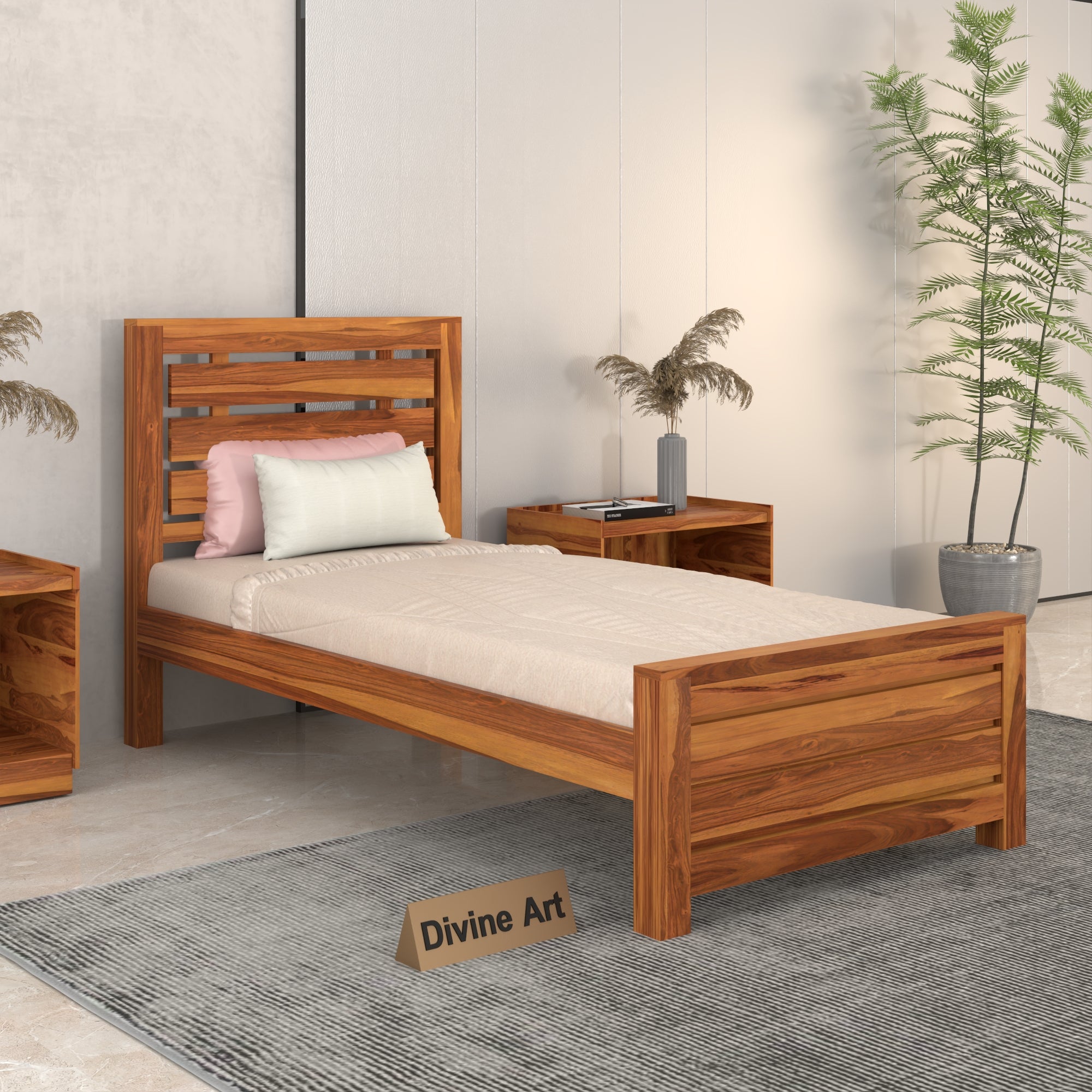 Solid Sheesham Wood Single Bed
