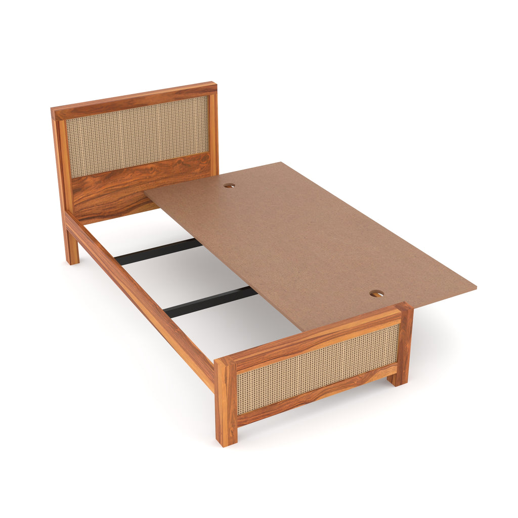 Solid Sheesham Wood Single Bed without storage