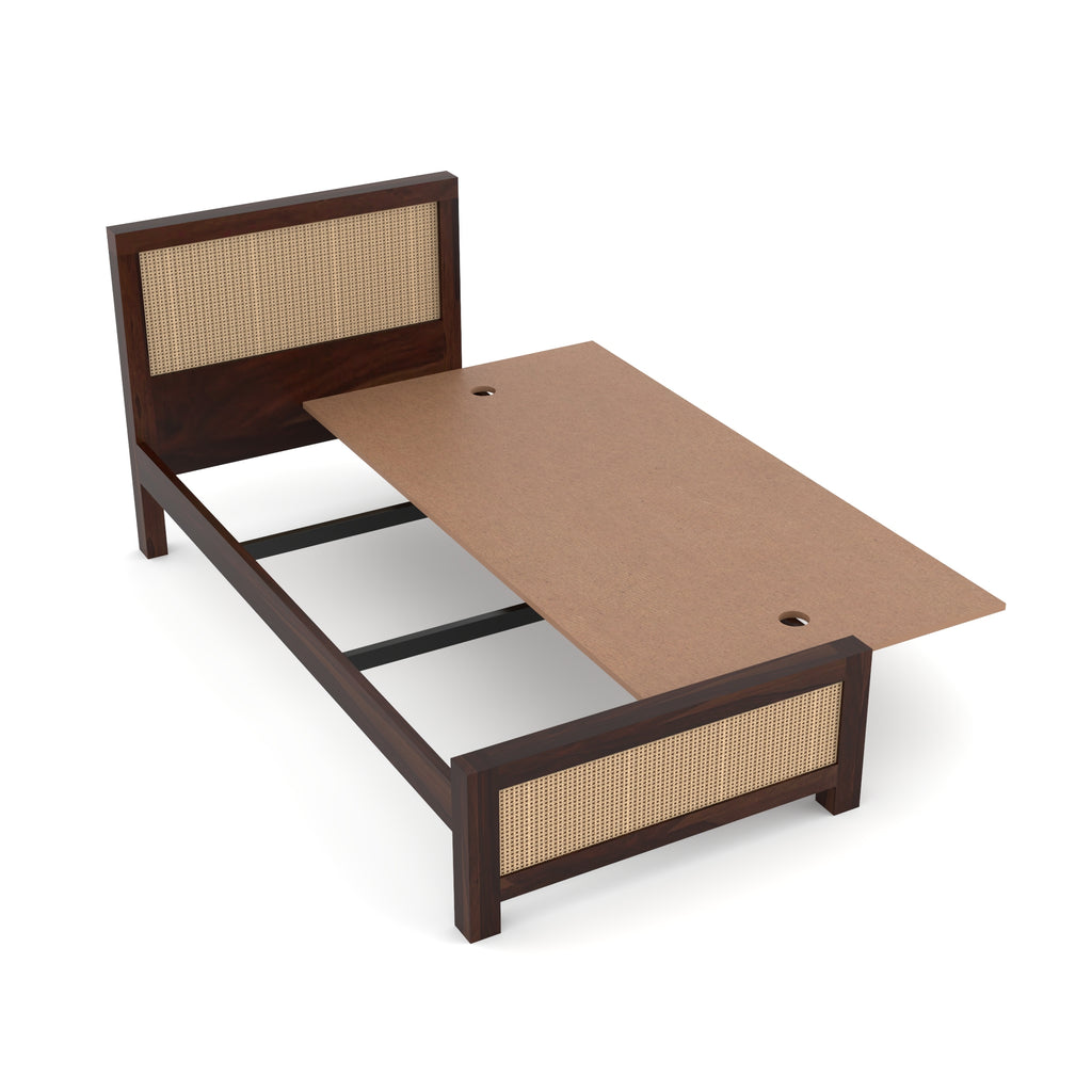Solid Sheesham Wood Single Bed without storage