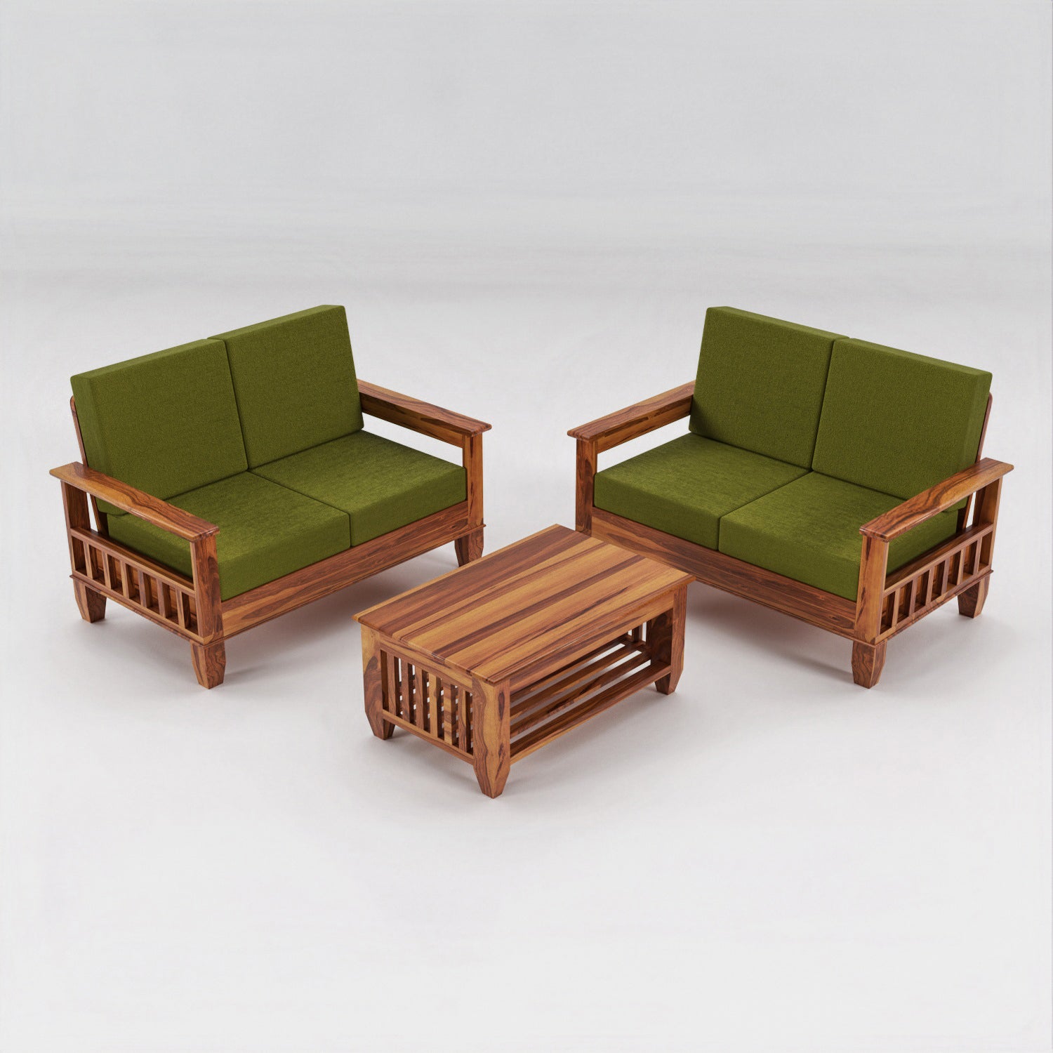 Solid Sheesham Wood 4 Seater Wooden Sofa for Living Room