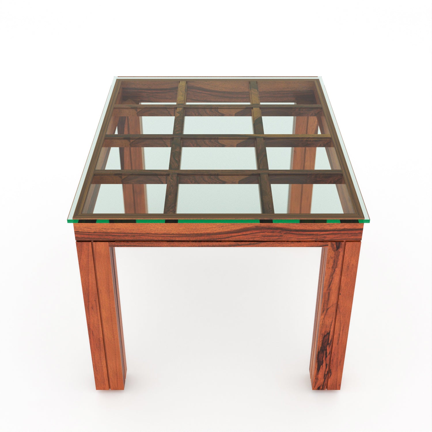 Auralis 4 Seater Round Solid Wood Glass Top Dining Table Set