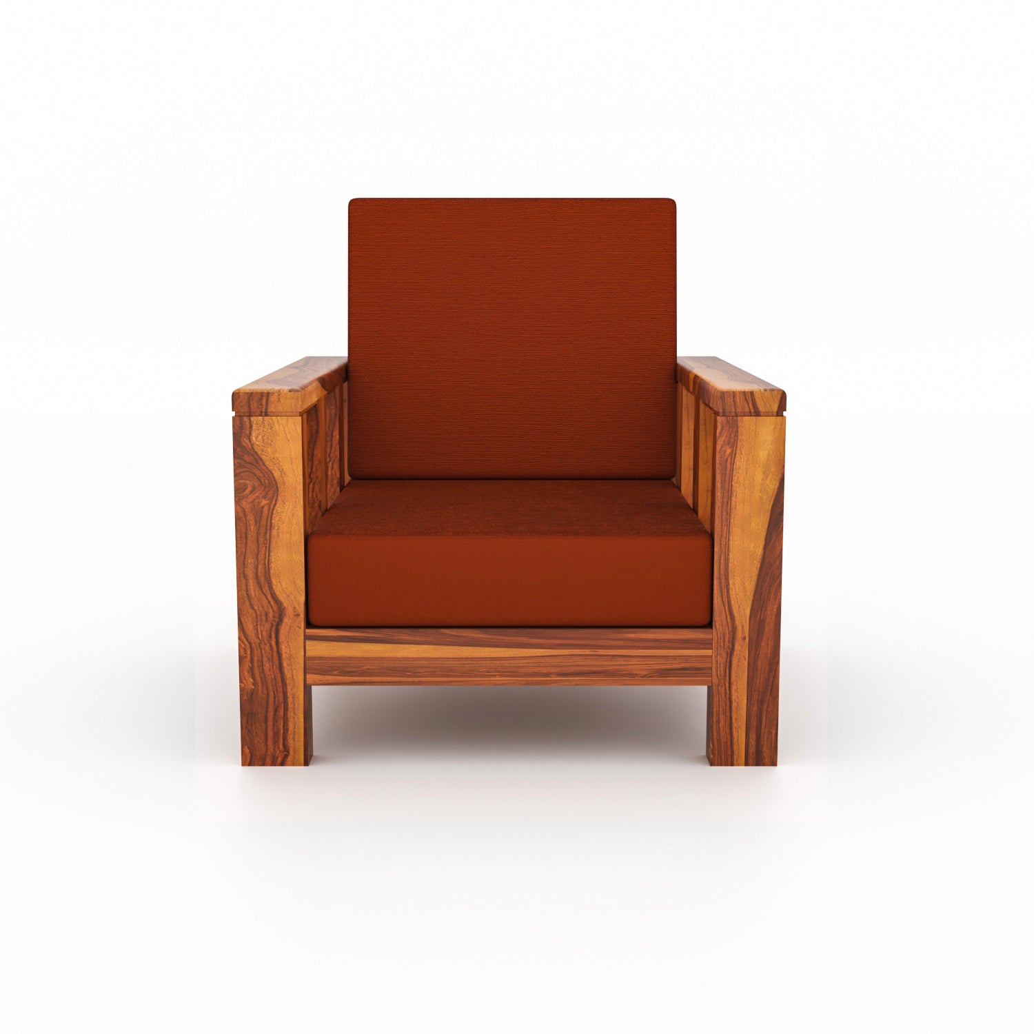 Solid Sheesham Wood Single Seater Sofa Chair – Natural Finish