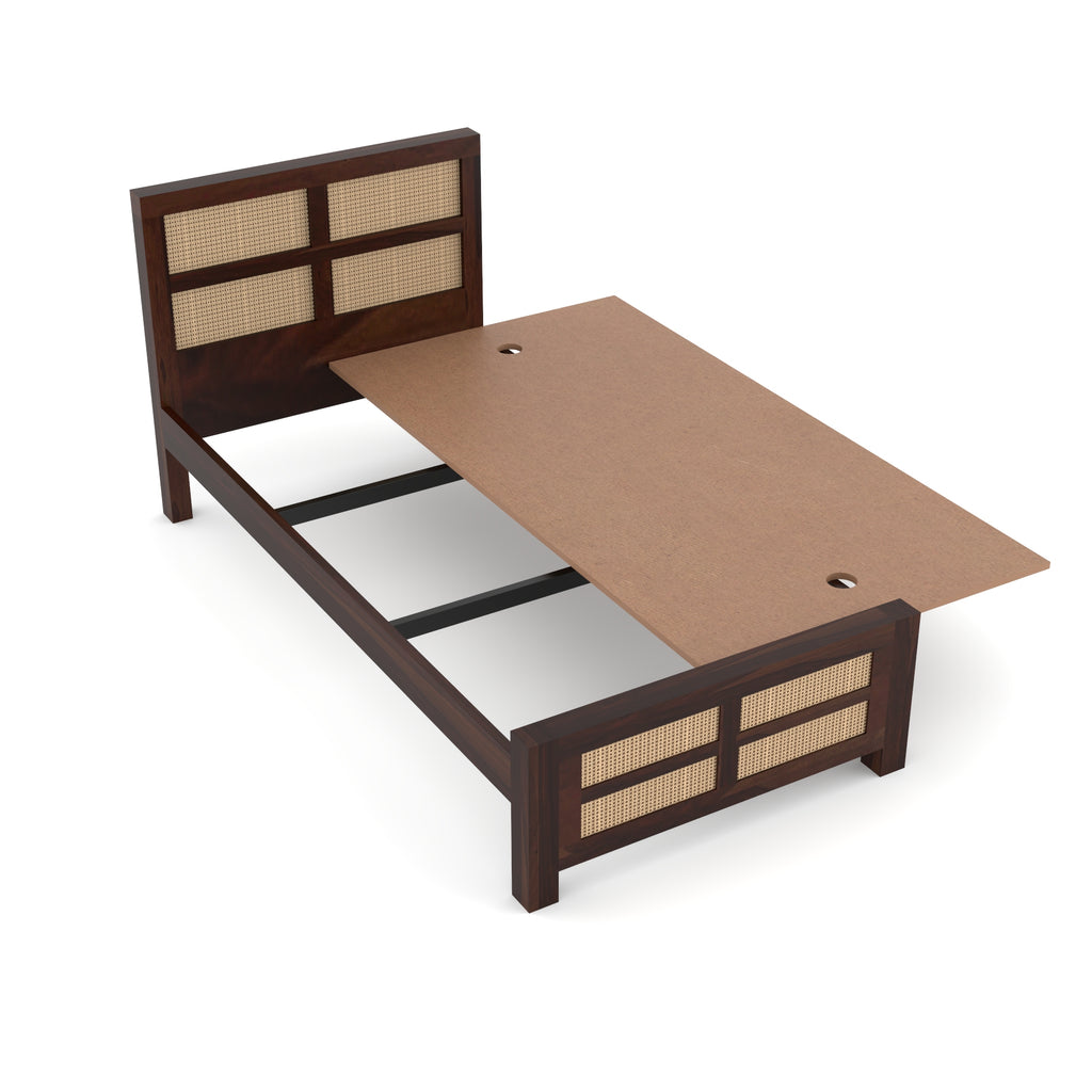 Solid Sheesham Wood Single Bed without storage
