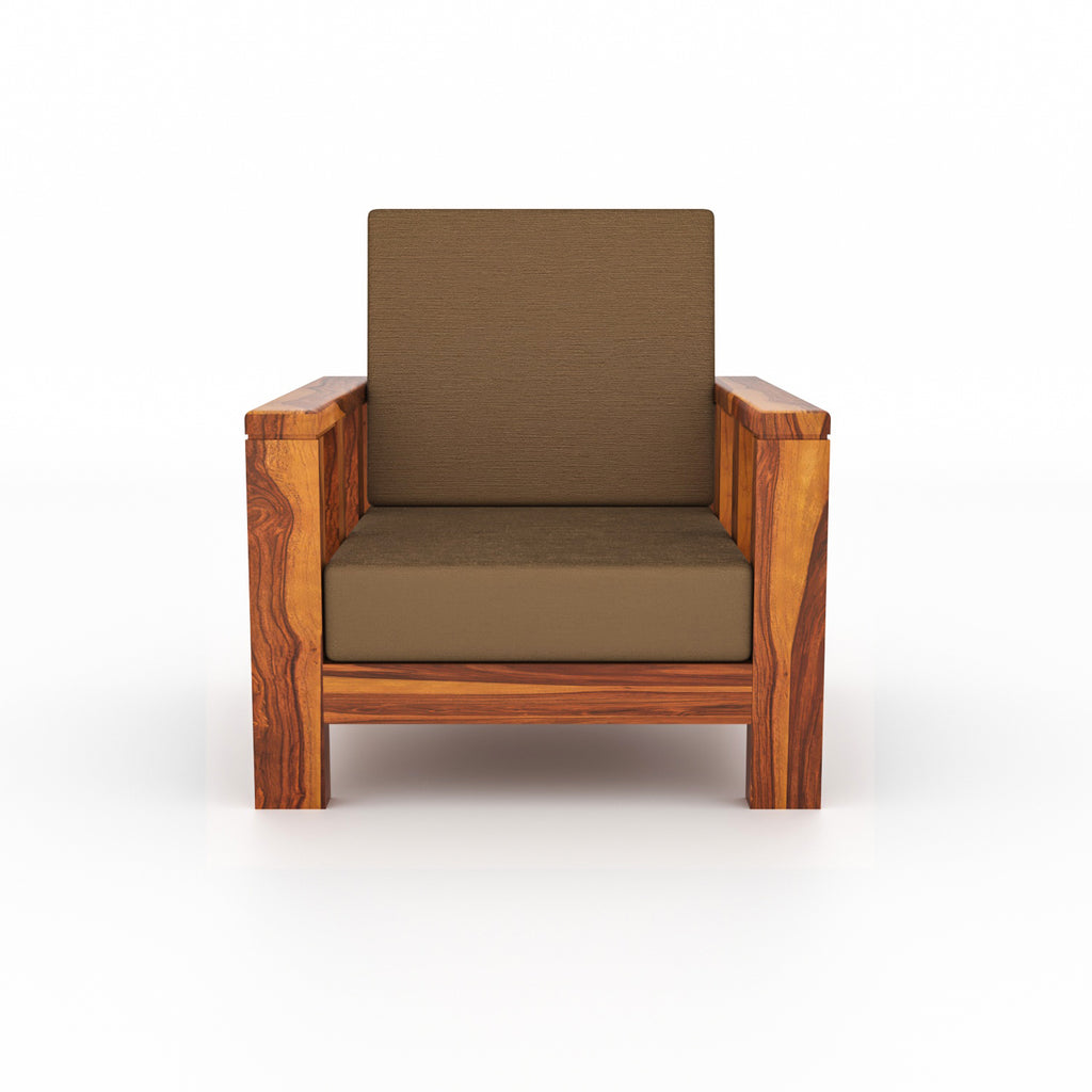 Solid Sheesham Wood 5 Seater Wooden Sofa Set | Natural Finish