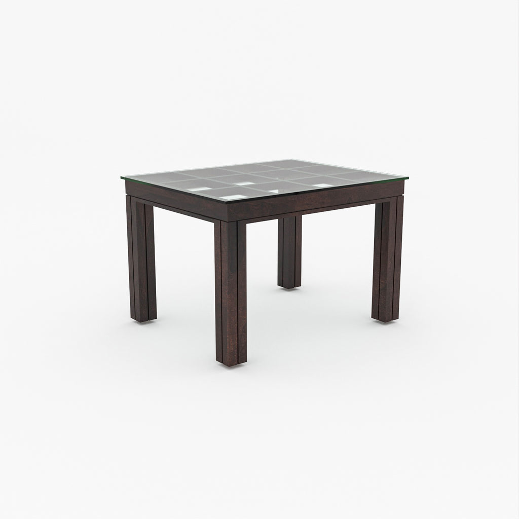 Auralis 4 Seater Round Solid Wood Glass Top Dining Table Set