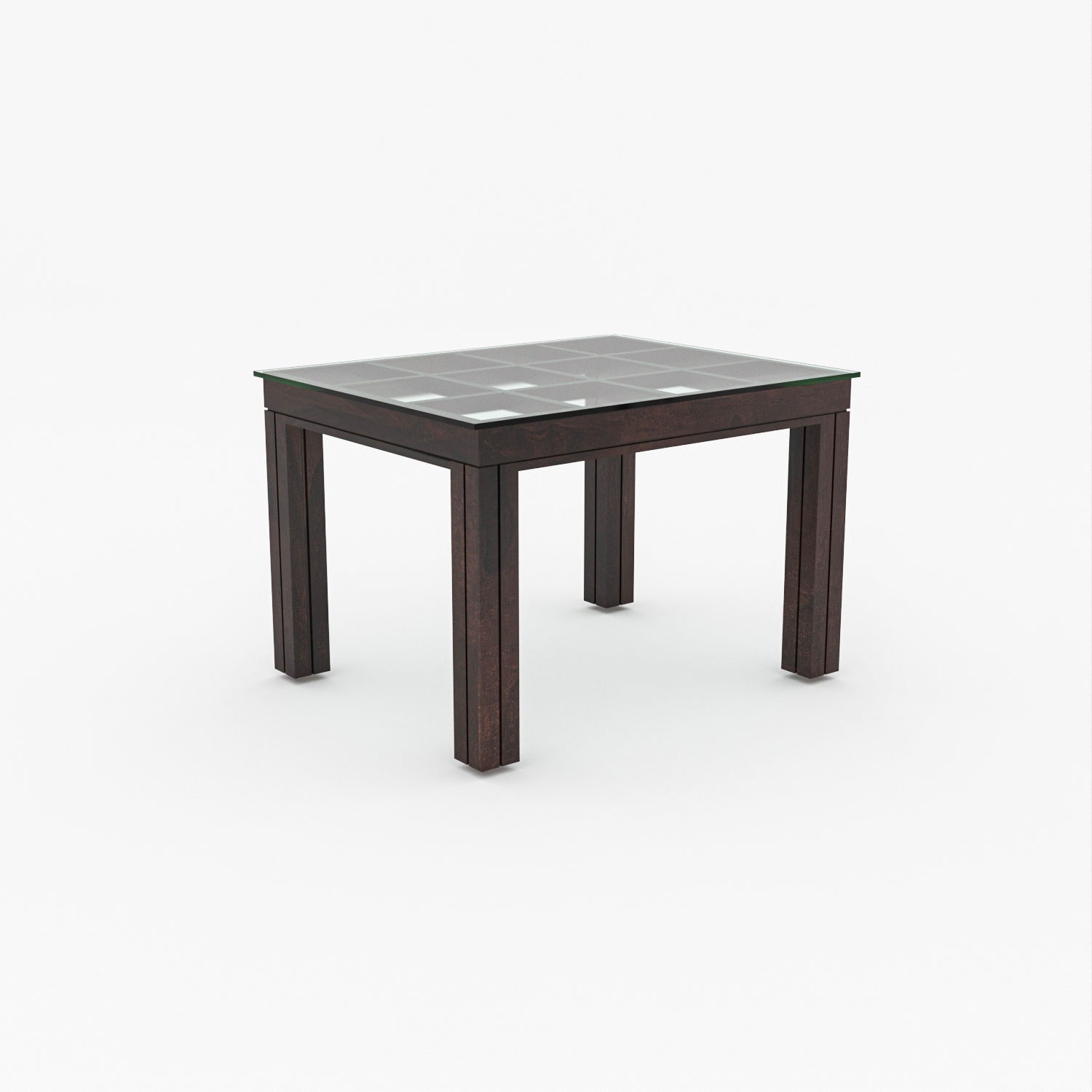 Auralis 4 Seater Round Solid Wood Glass Top Dining Table Set