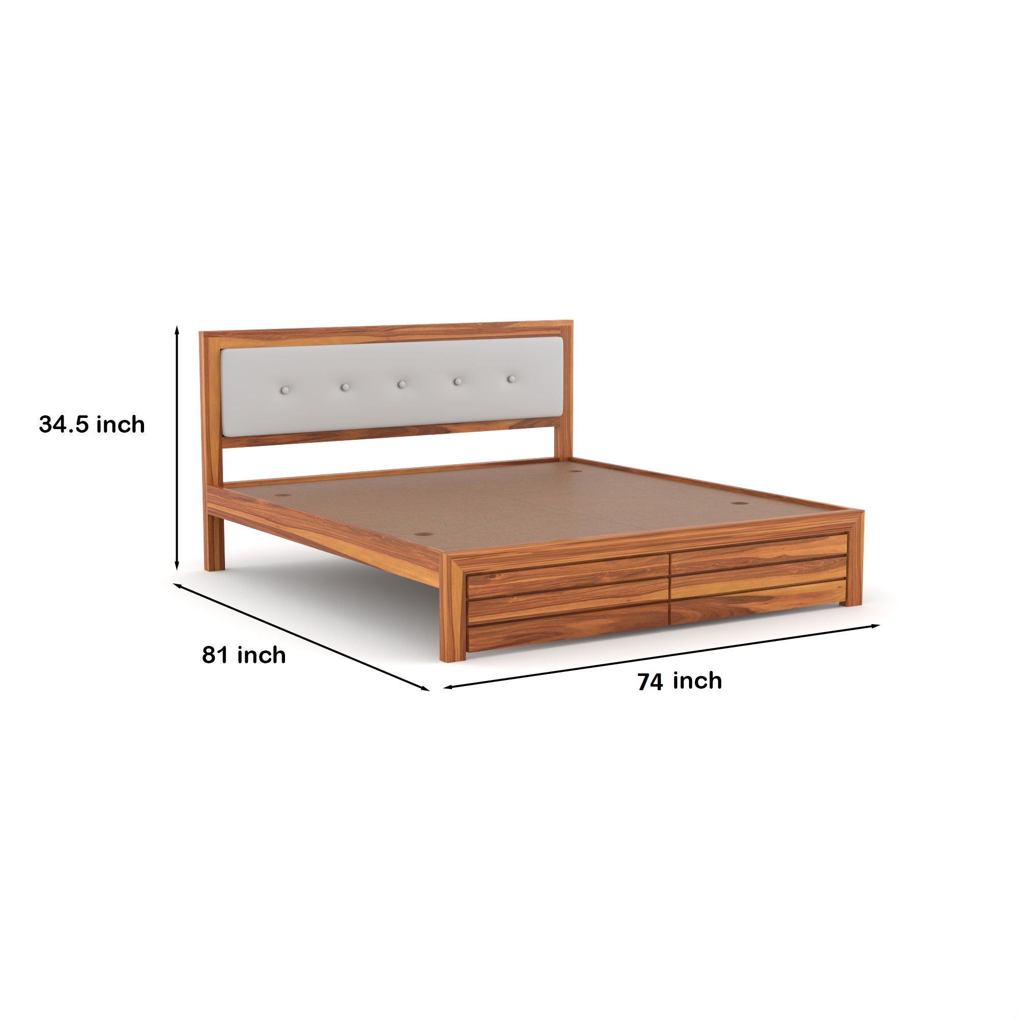 Furnir Solid Sheesham Wood king size Bed | 3 Year Warranty