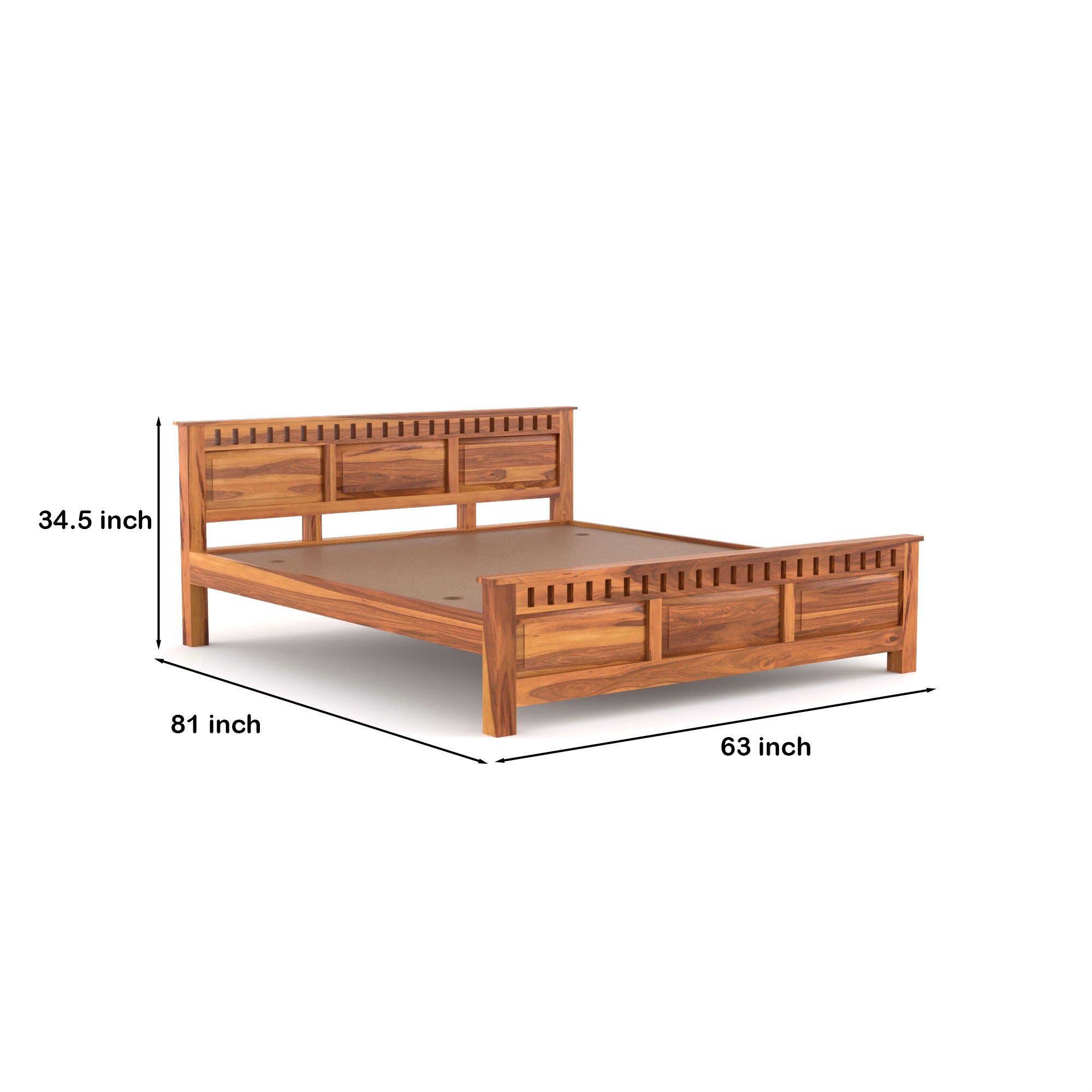 Solid Sheesham Wood queen size Bed without storage