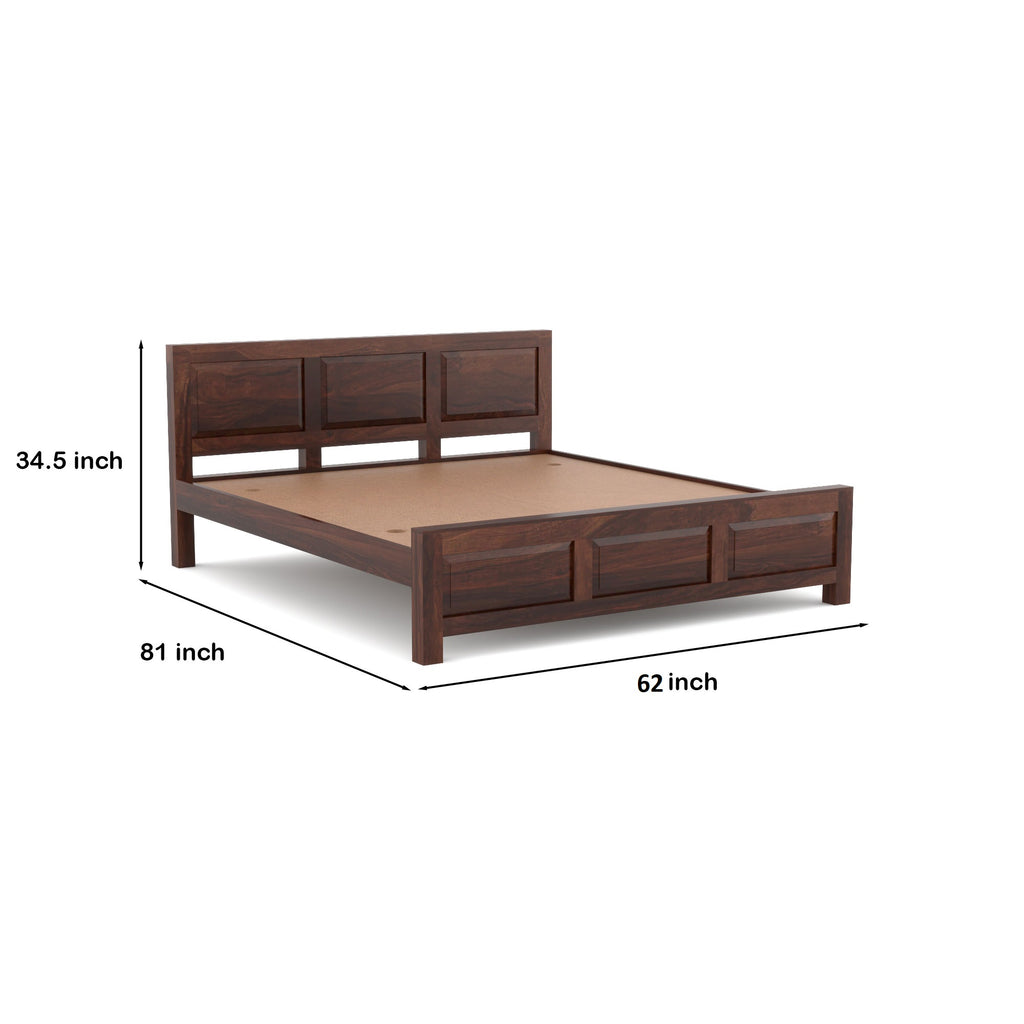 Solid Sheesham Wood Queen size Bed  without storage | 3 Year Warranty