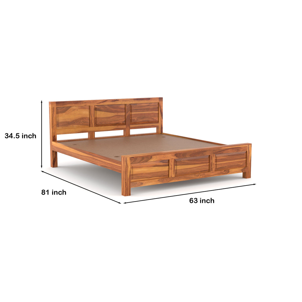 Solid Sheesham Wood Queen size Bed  without storage