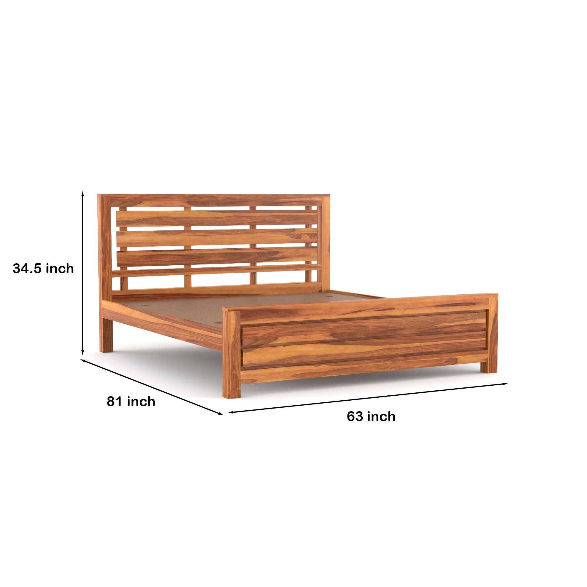 Solid Sheesham Wood Queen size Bed without storage
