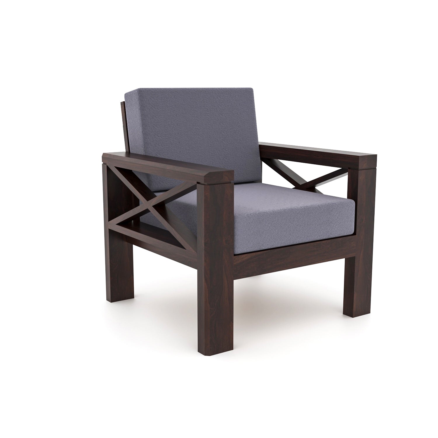 Drivora Sheesham Wood 1 Seater Sofa | Walnut Finish