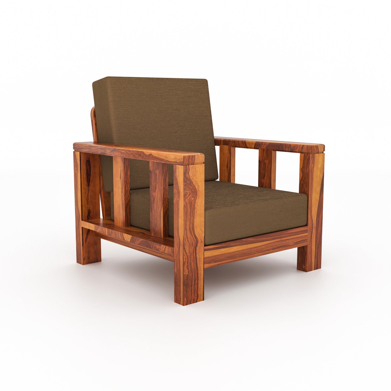 Solid Sheesham Wood Single Seater Sofa Chair – Natural Finish