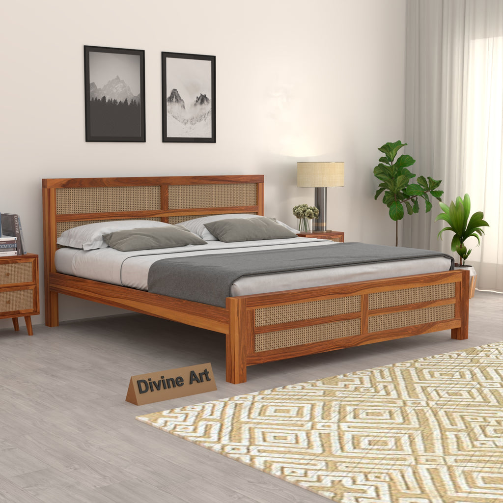 Solid Sheesham Wood queen size Bed without storage