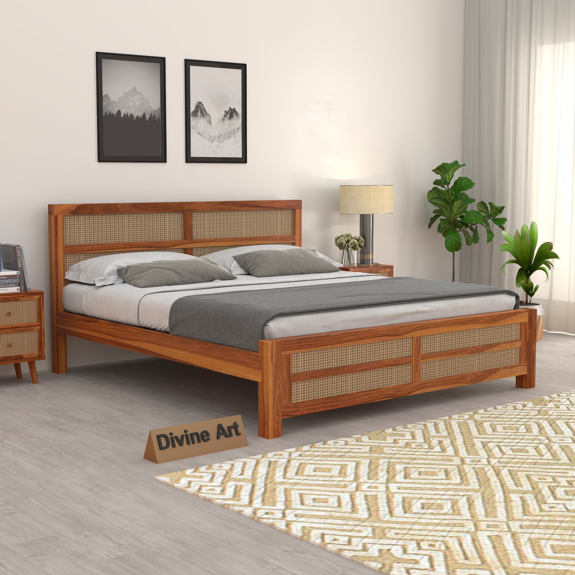 Solid Sheesham Wood queen size Bed without storage