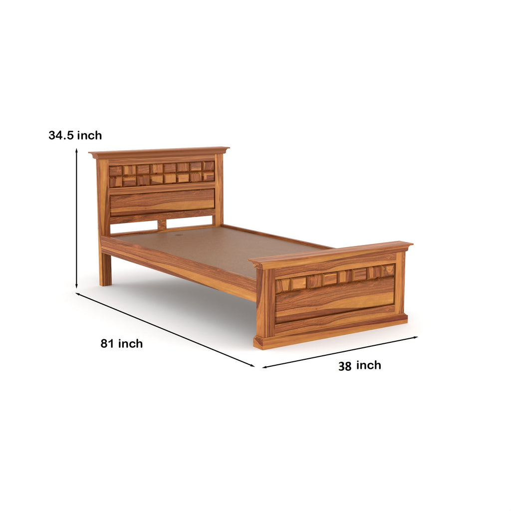 Taski Solid Sheesham Wood Single Bedn| 3 Year Warrant