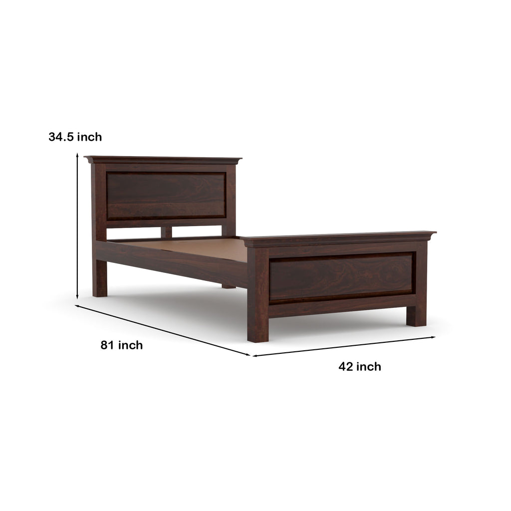 Solid Sheesham Wood Single Bed without storage
