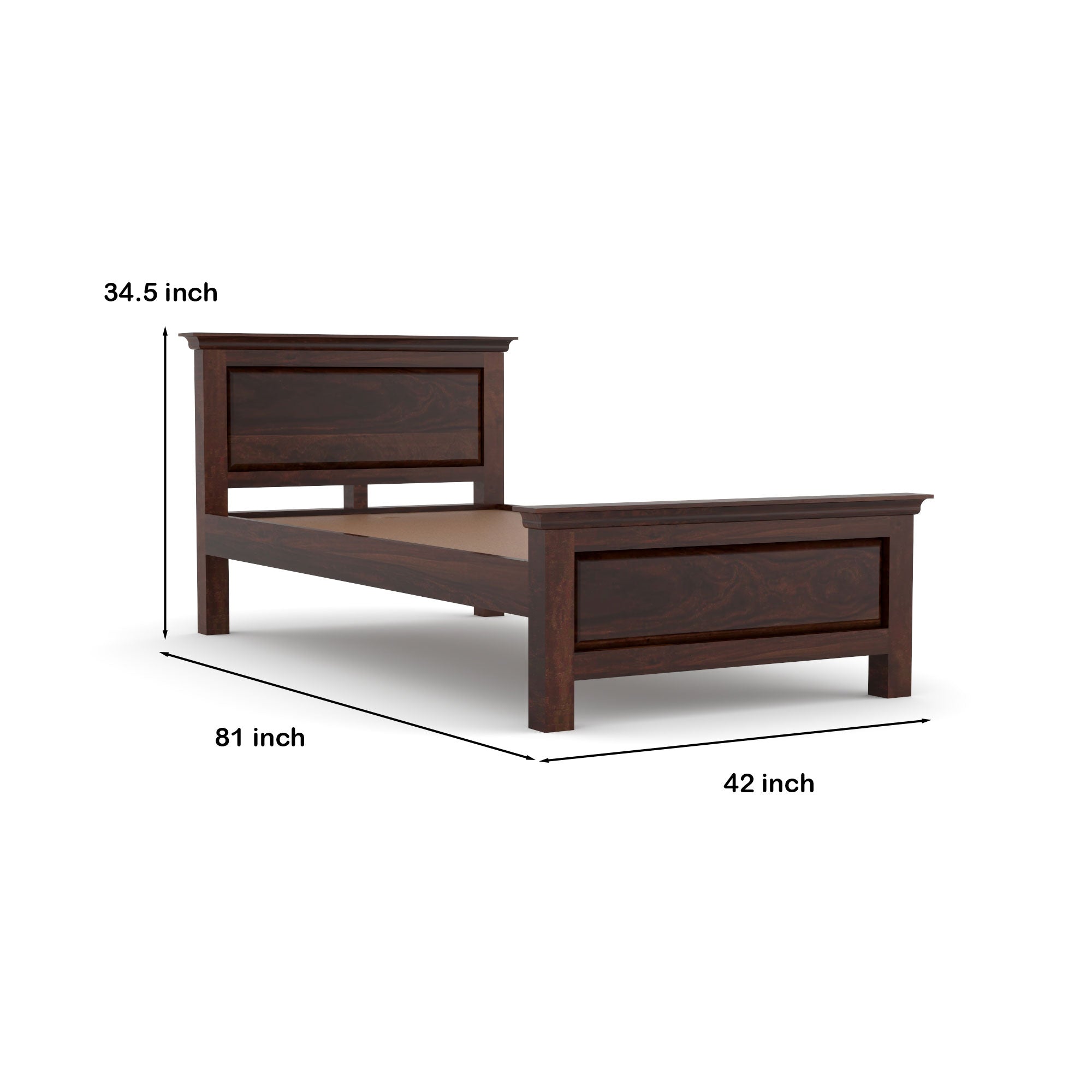 Solid Sheesham Wood Single Bed without storage