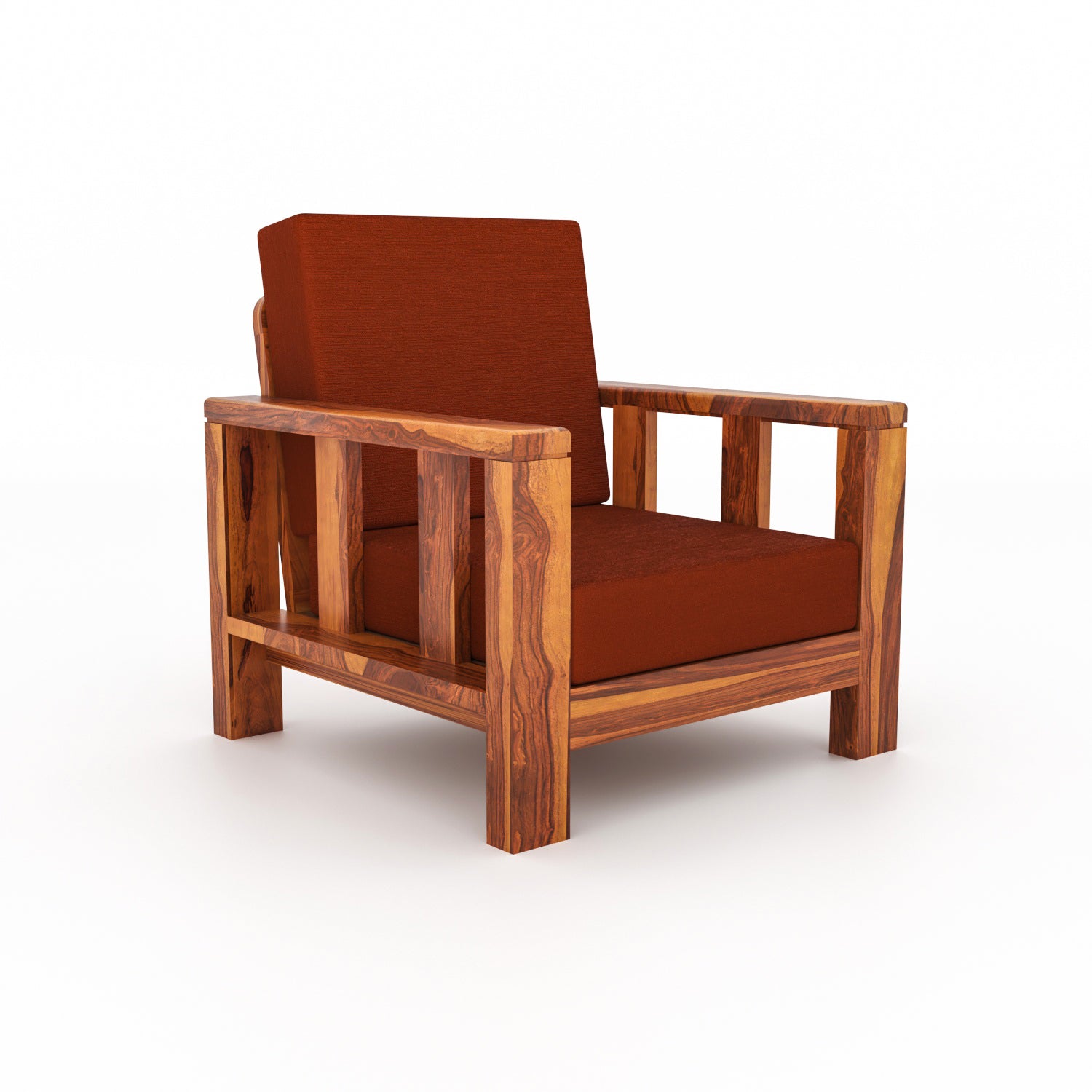Solid Sheesham Wood Single Seater Sofa Chair – Natural Finish