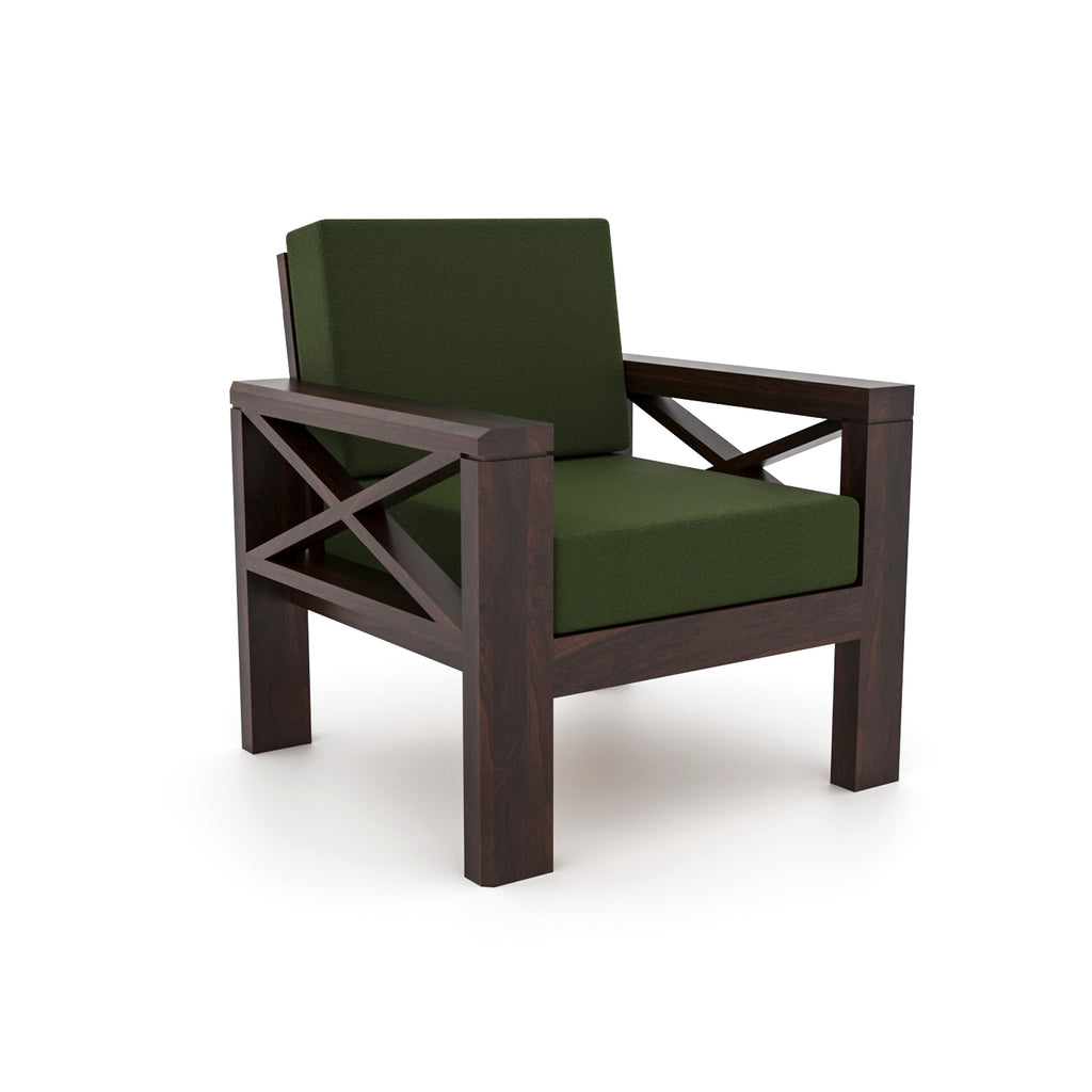 Drivora Sheesham Wood 1 Seater Sofa | Walnut Finish