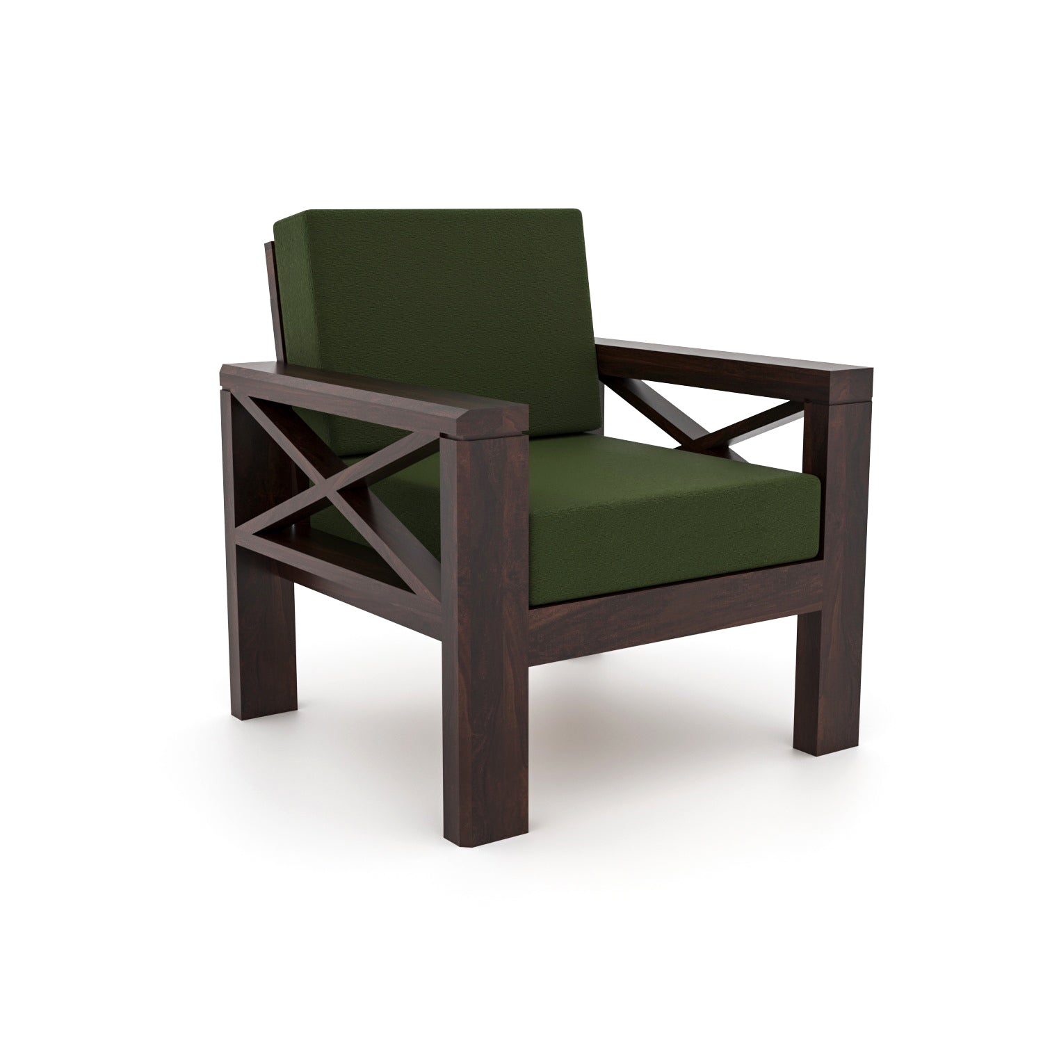 Drivora Sheesham Wood 1 Seater Sofa | Walnut Finish