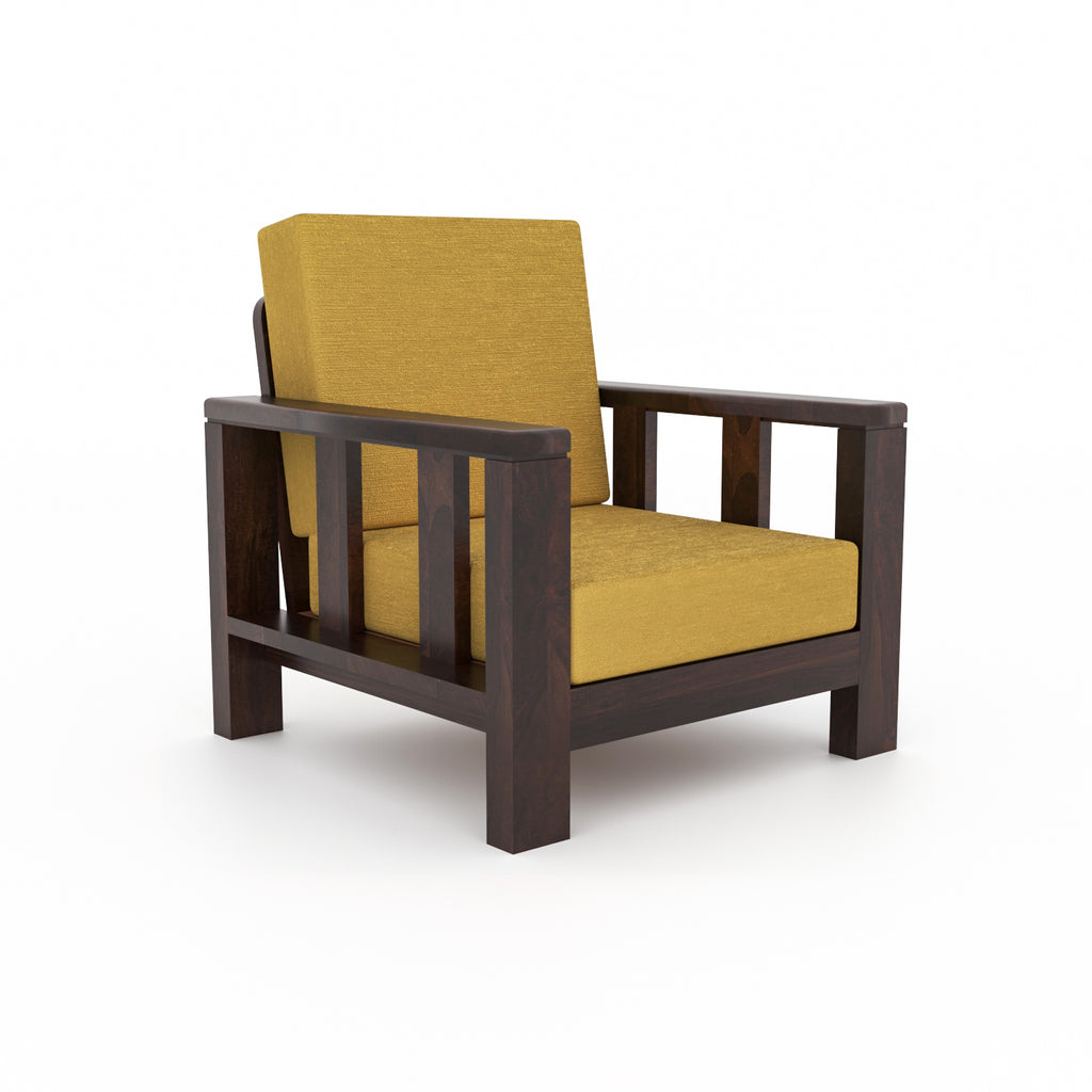 Premium Solid Sheesham Wood 6 Seater Wooden Sofa Set (3+2+1) | Walnut Finish