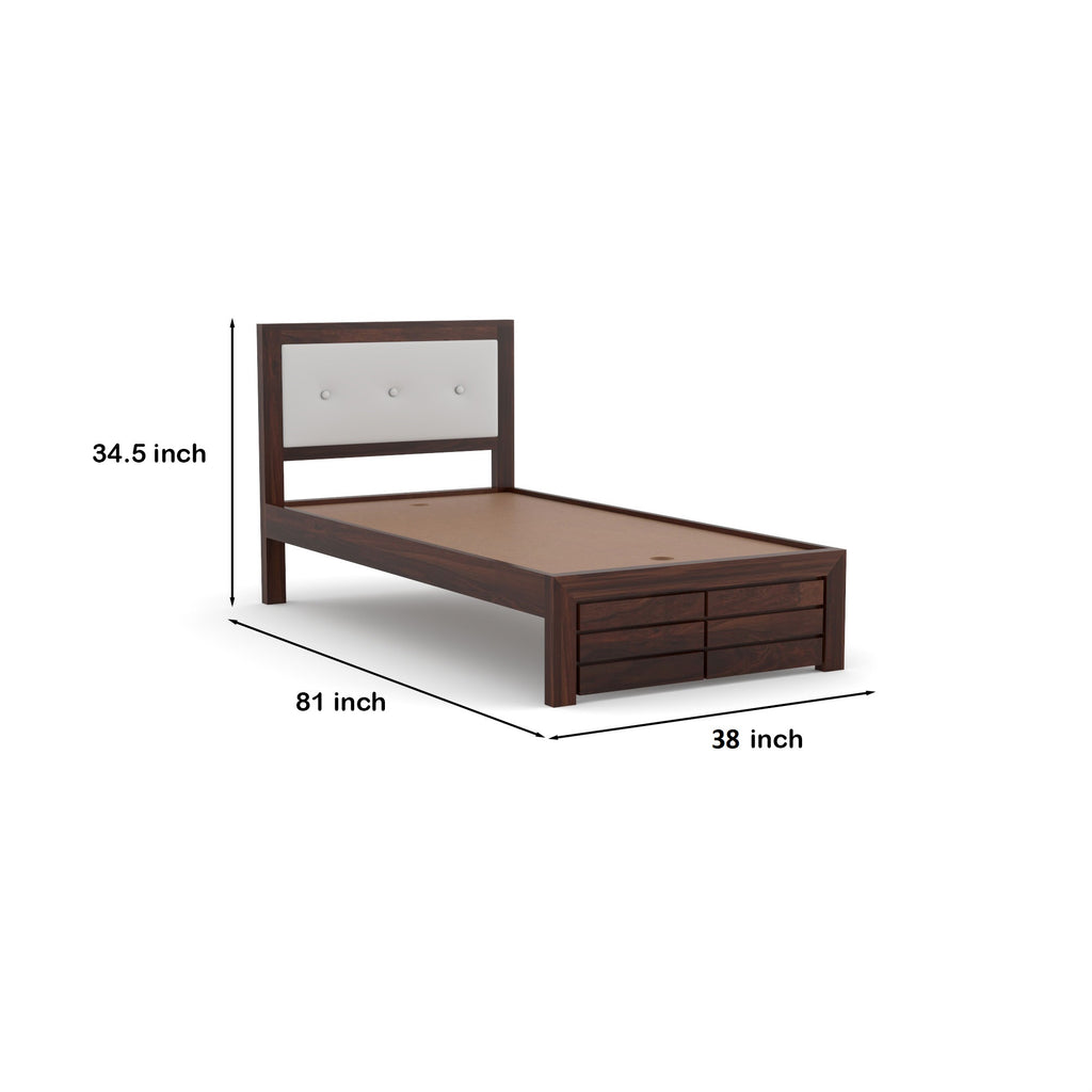 Solid Sheesham Wood single Bed without storage | 3 Year Warranty