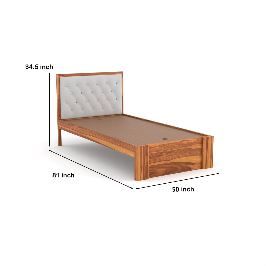 Solid Sheesham Wood Single Bed without storage | 3 Year Warranty