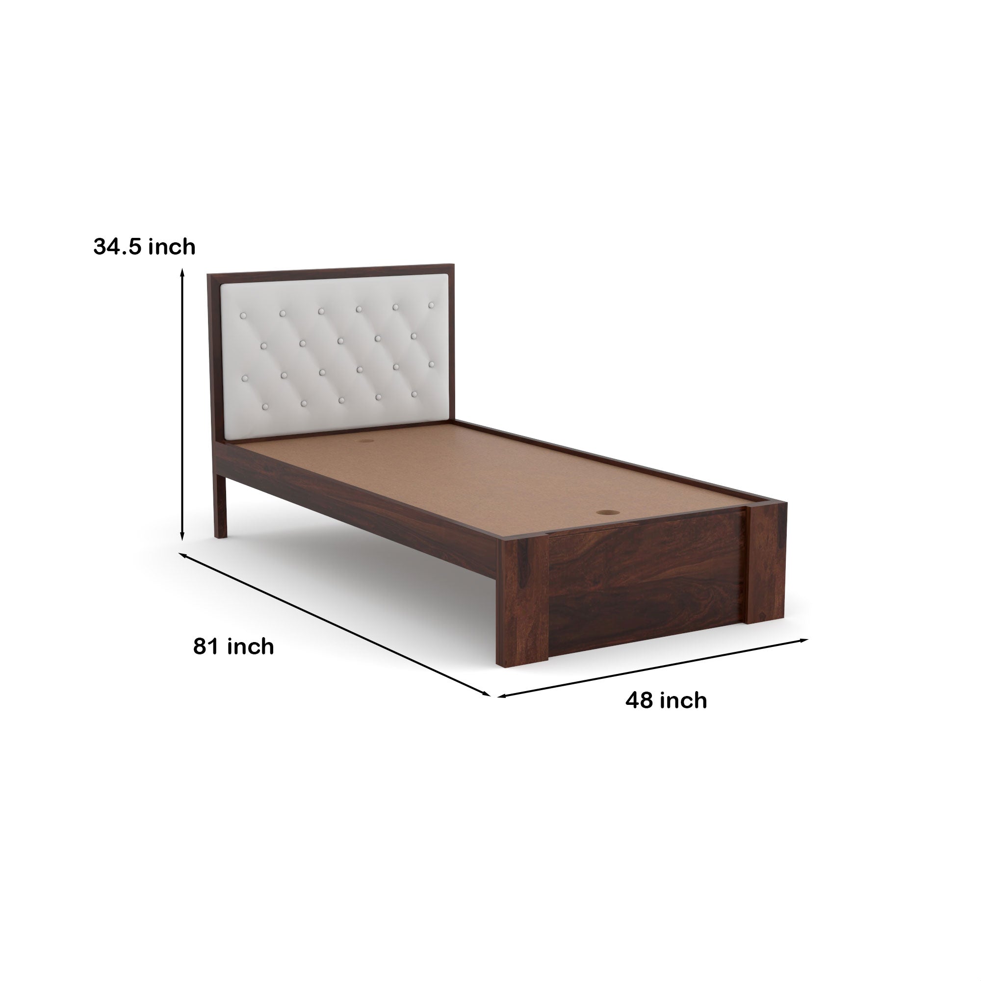 Solid Sheesham Wood Single Bed without storage