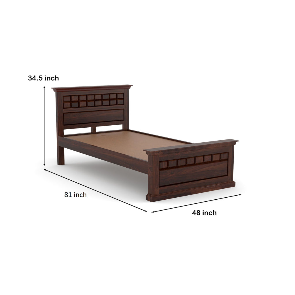 Solid Sheesham Wood Single Bed without storage