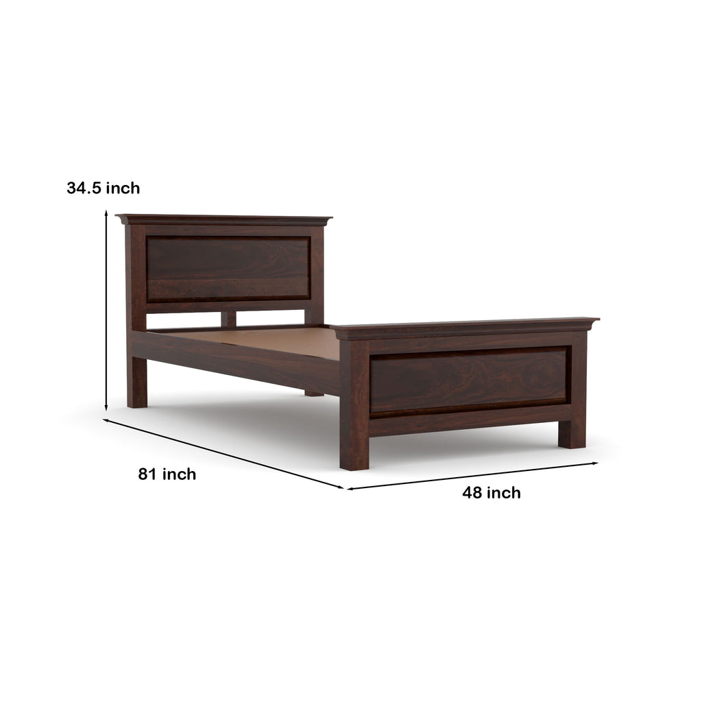 Solid Sheesham Wood Single Bed without storage