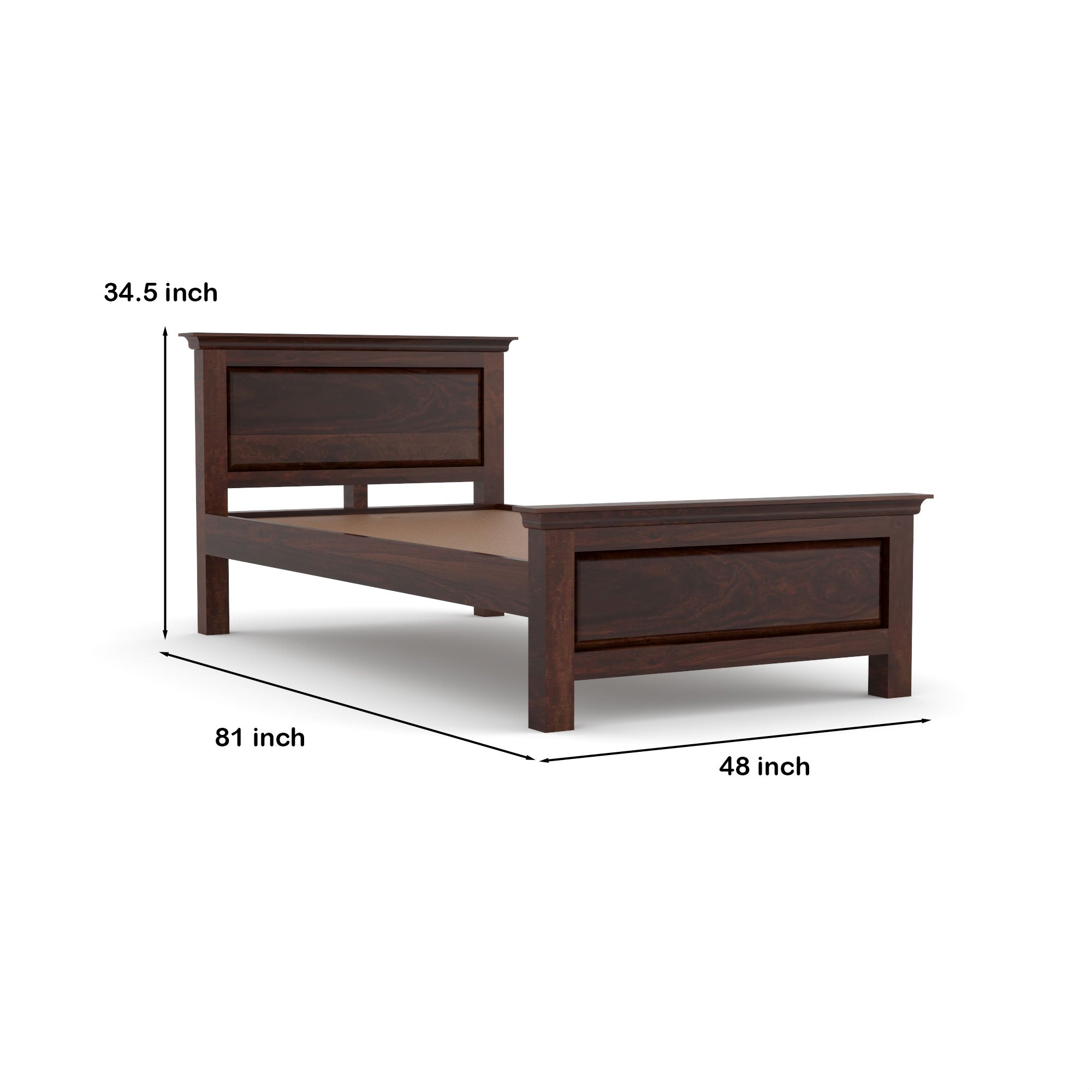 Solid Sheesham Wood Single Bed without storage