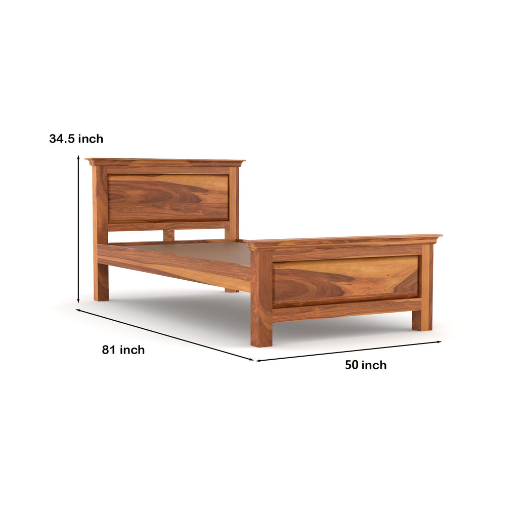 Solid Sheesham Wood Single Bed without storage | 3 year Warranty