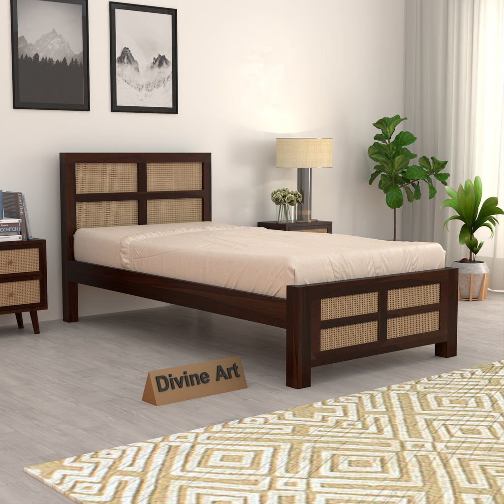 Solid Sheesham Wood Single Bed without storage