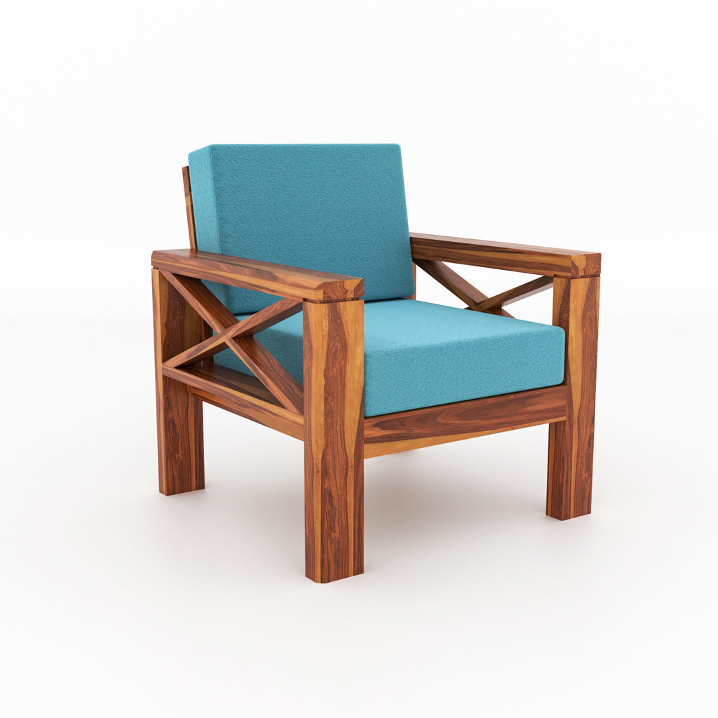 Drivora Sheesham Wood 1 Seater Sofa | Walnut Finish