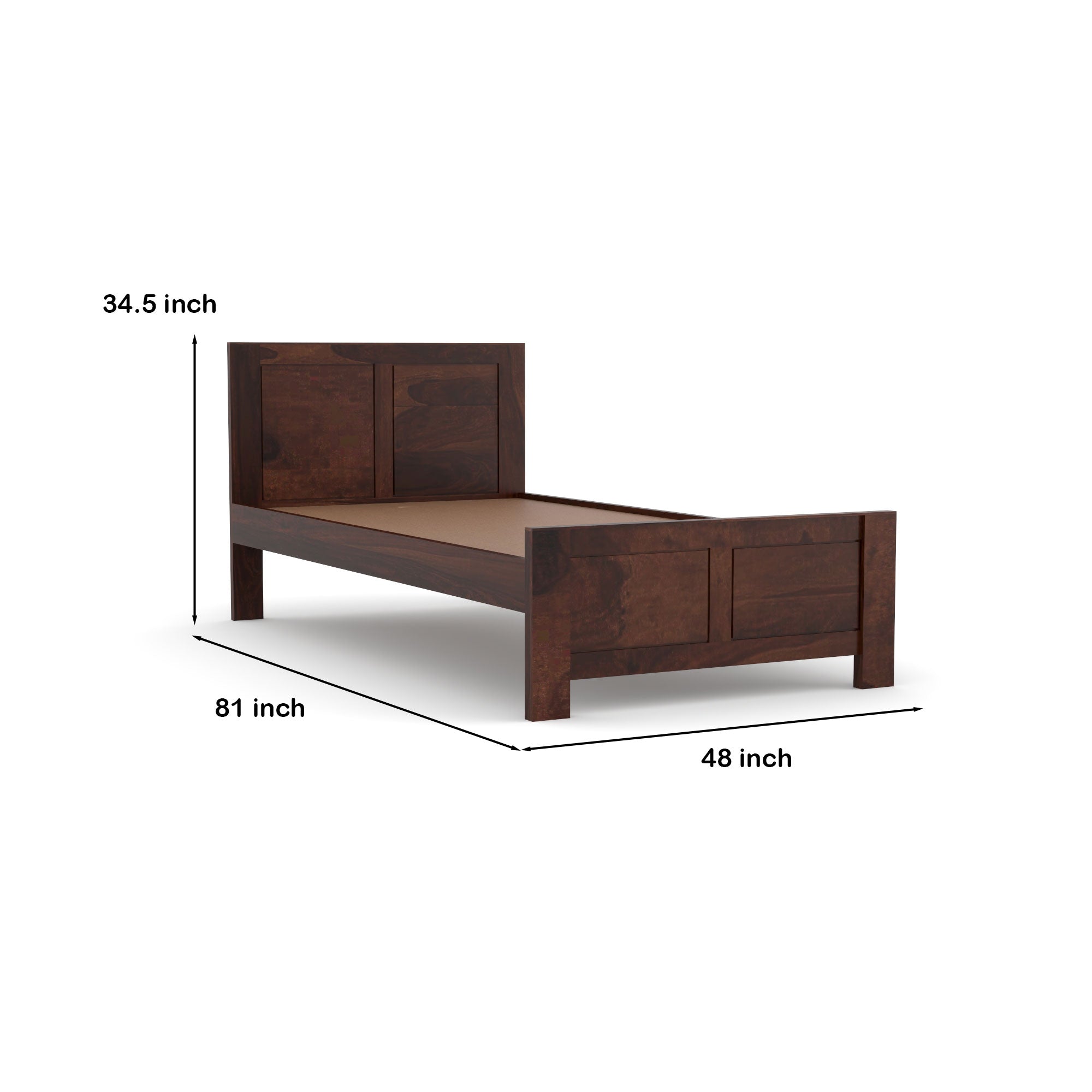 Solid Sheesham Single Bed for Home